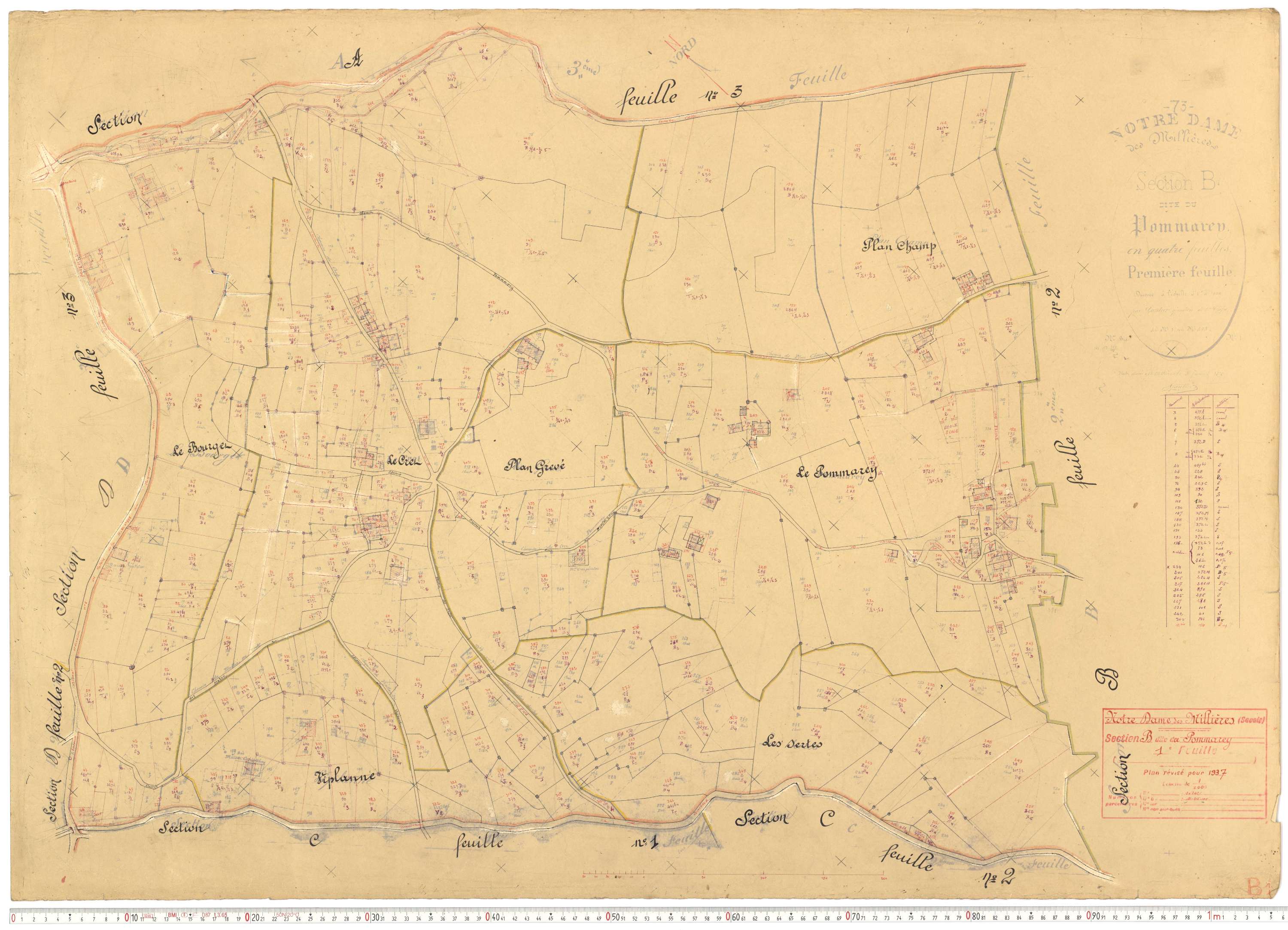 Notre-Dame-des-Millières - Plans cadastraux du cadastre rénové.