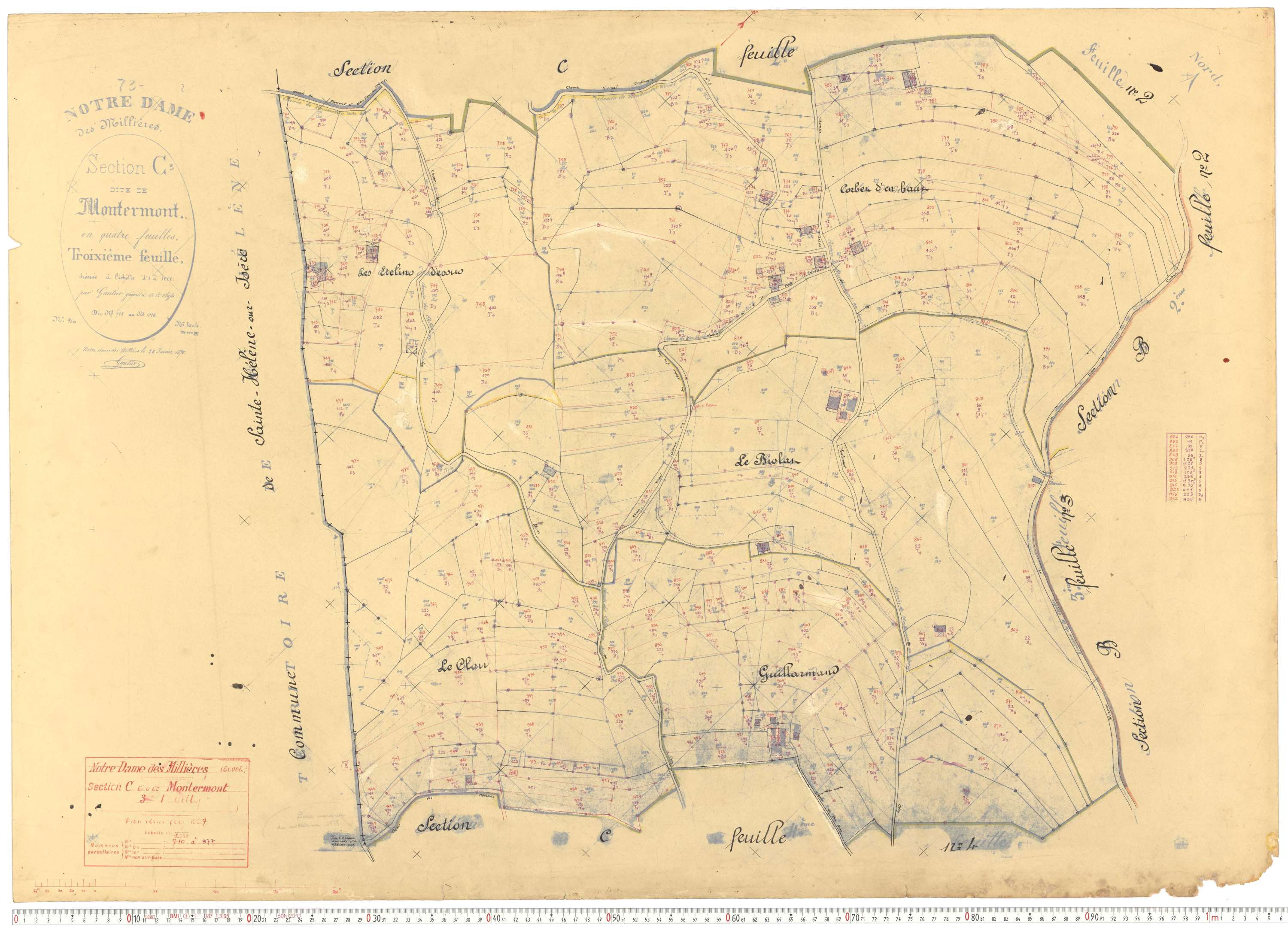 Notre-Dame-des-Millières - Plans cadastraux du cadastre rénové.