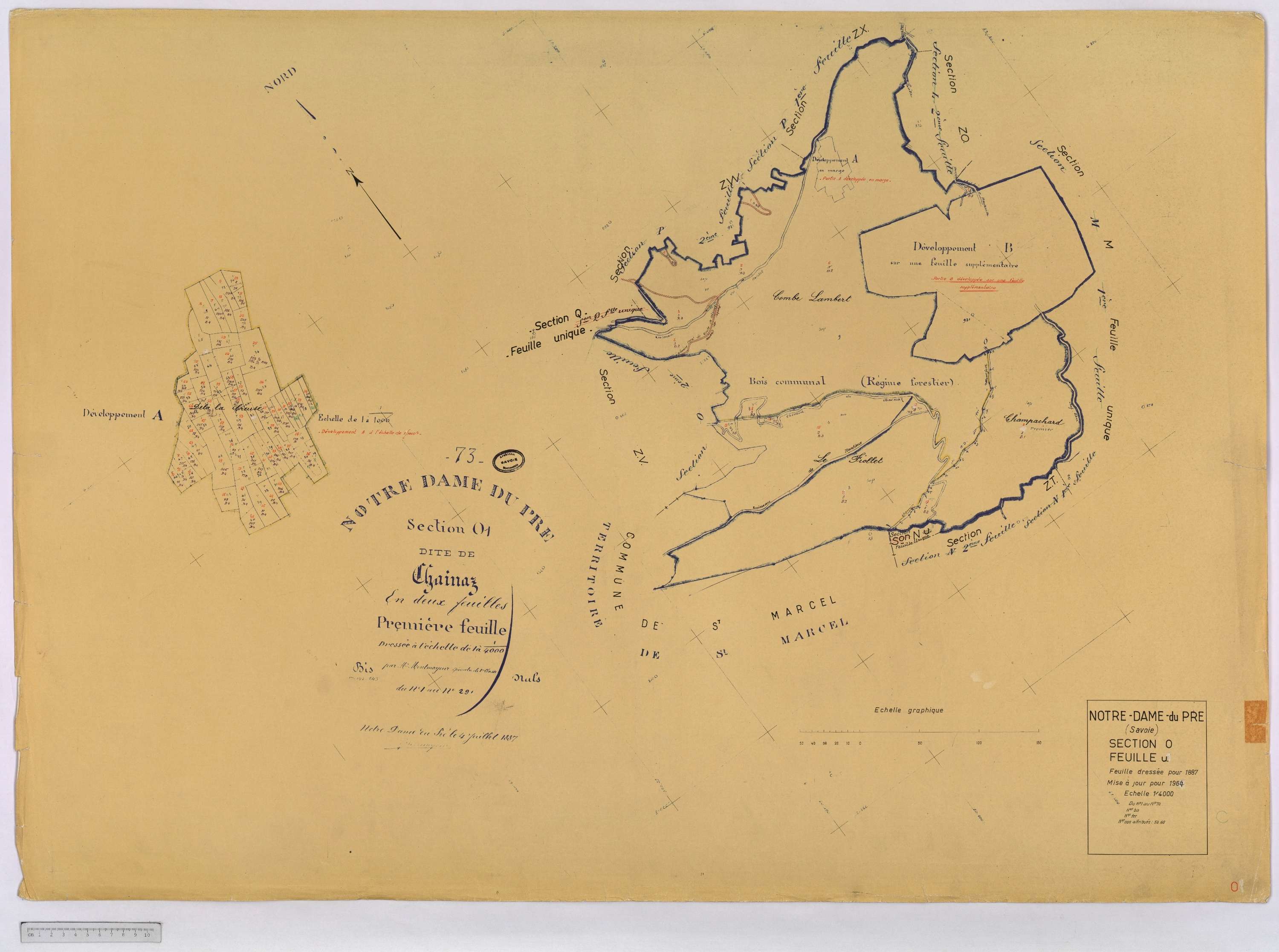 Notre-Dame-du-Pré - Cadastre rénové (1964) et remembré (s.d.).