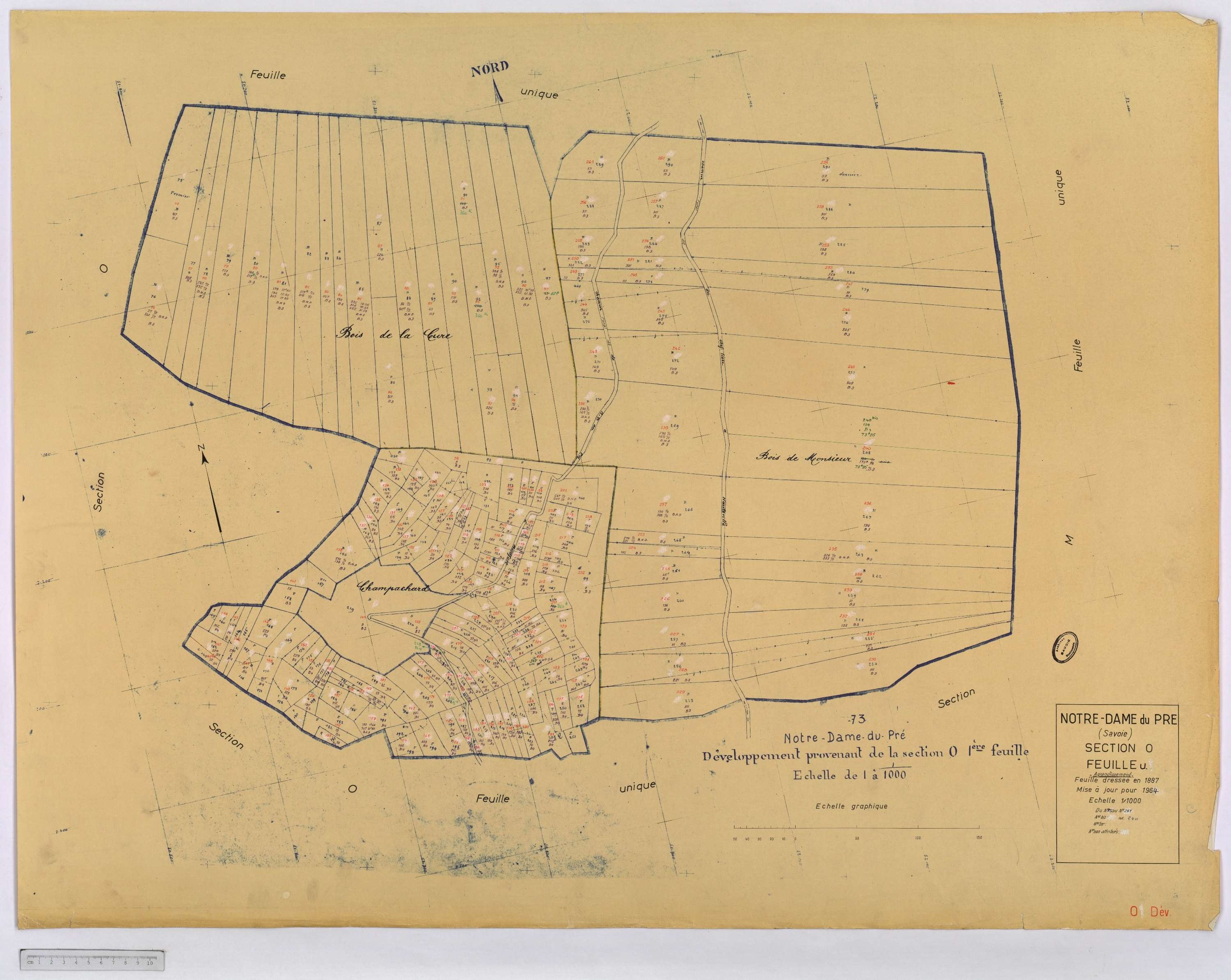 Notre-Dame-du-Pré - Cadastre rénové (1964) et remembré (s.d.).