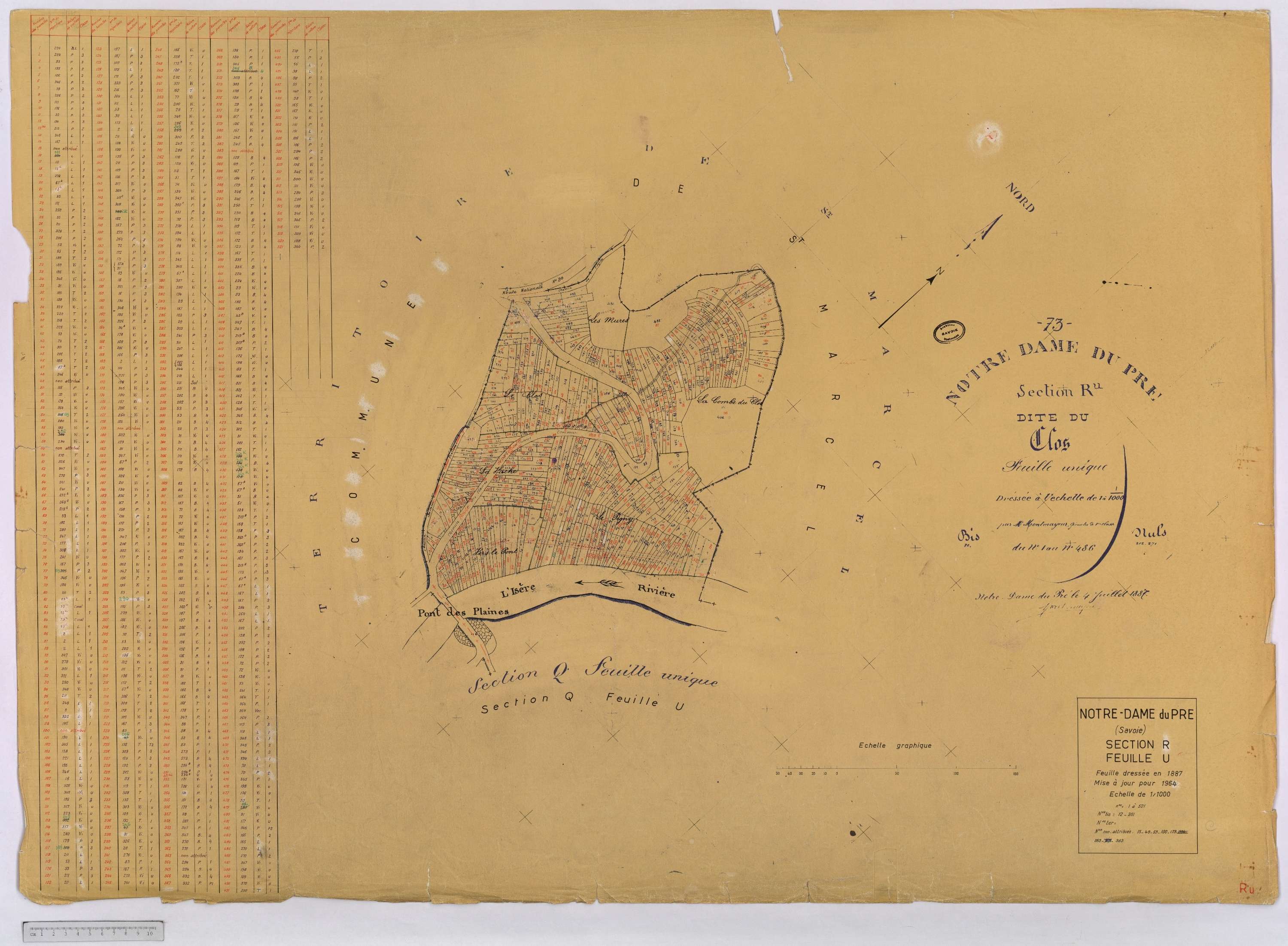 Notre-Dame-du-Pré - Cadastre rénové (1964) et remembré (s.d.).