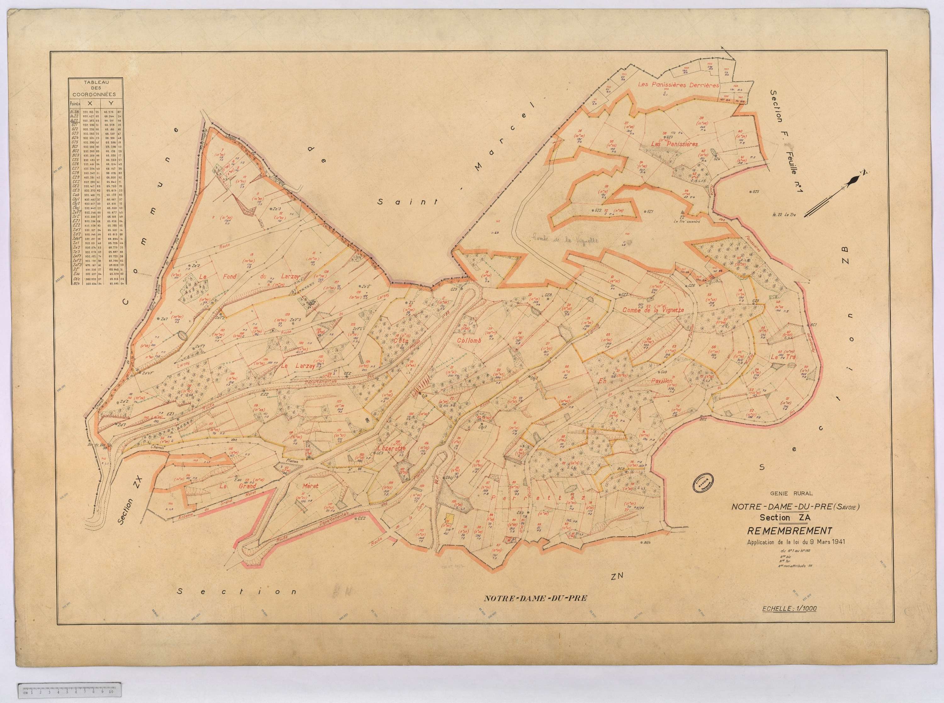 Notre-Dame-du-Pré - Cadastre rénové (1964) et remembré (s.d.).