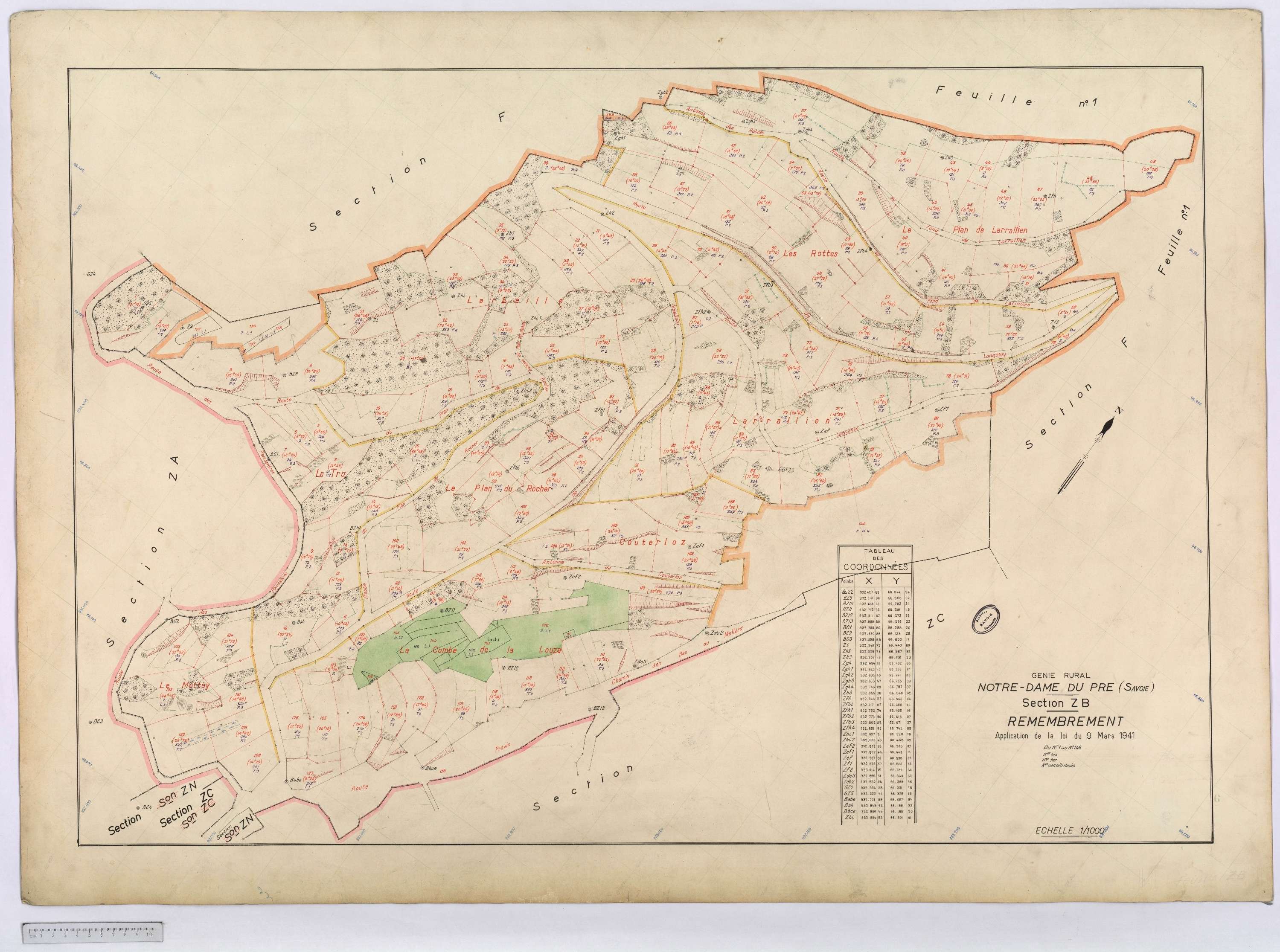 Notre-Dame-du-Pré - Cadastre rénové (1964) et remembré (s.d.).