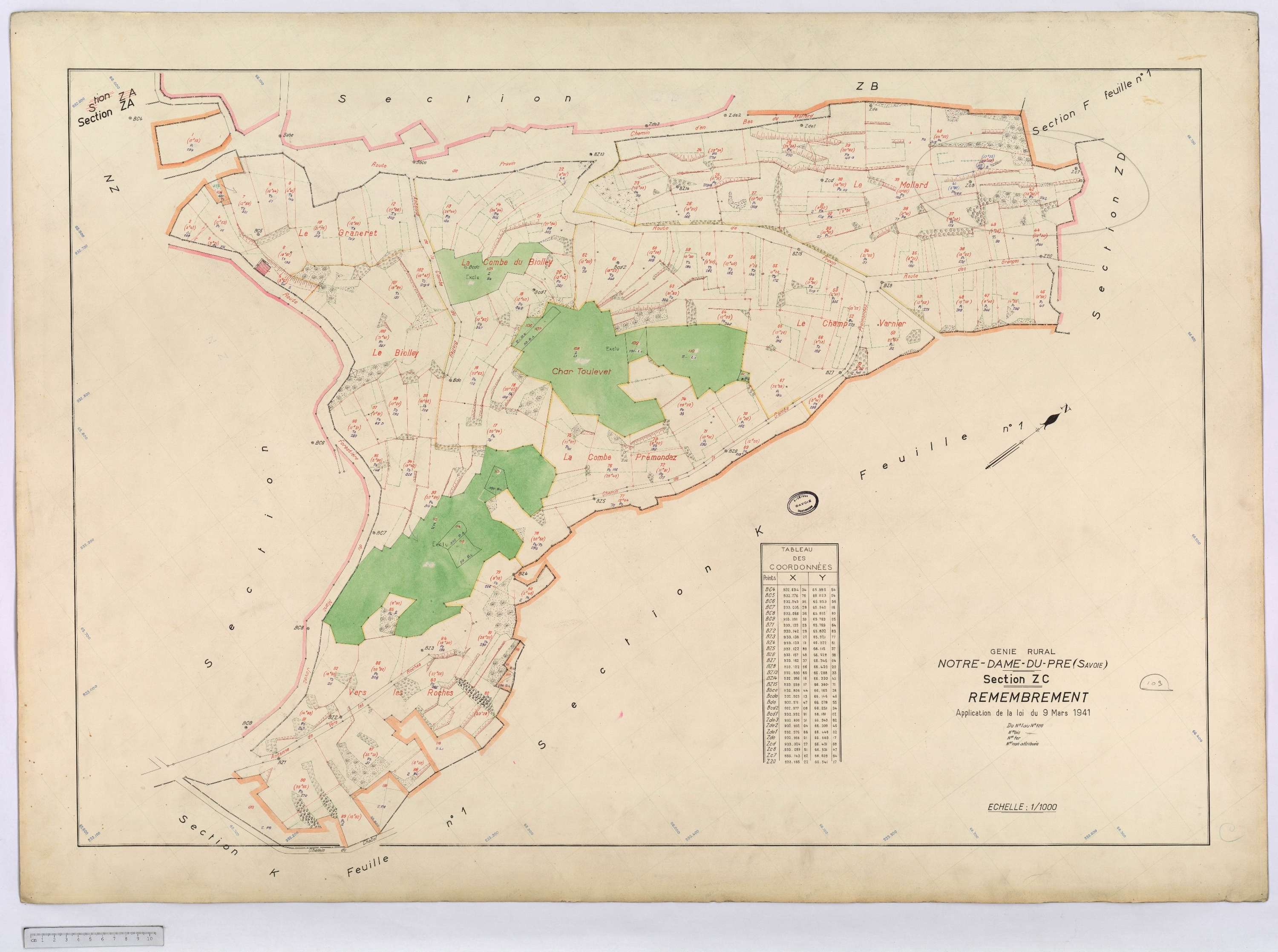 Notre-Dame-du-Pré - Cadastre rénové (1964) et remembré (s.d.).