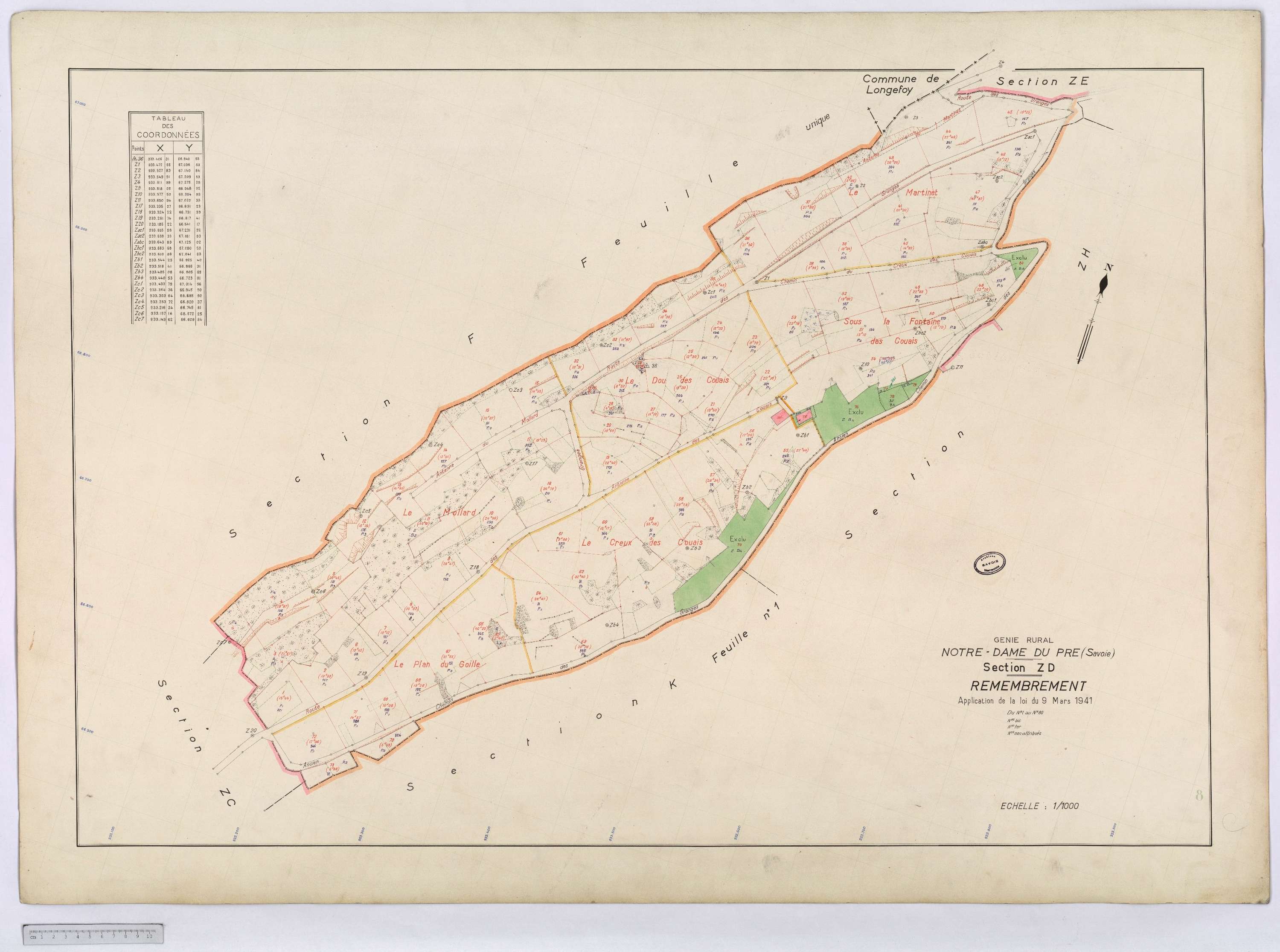 Notre-Dame-du-Pré - Cadastre rénové (1964) et remembré (s.d.).