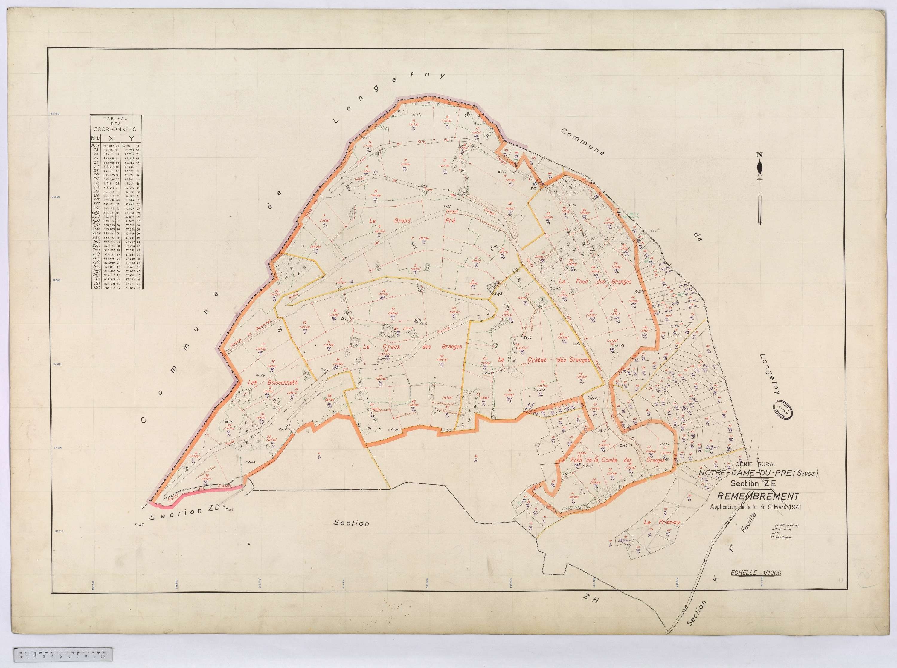 Notre-Dame-du-Pré - Cadastre rénové (1964) et remembré (s.d.).