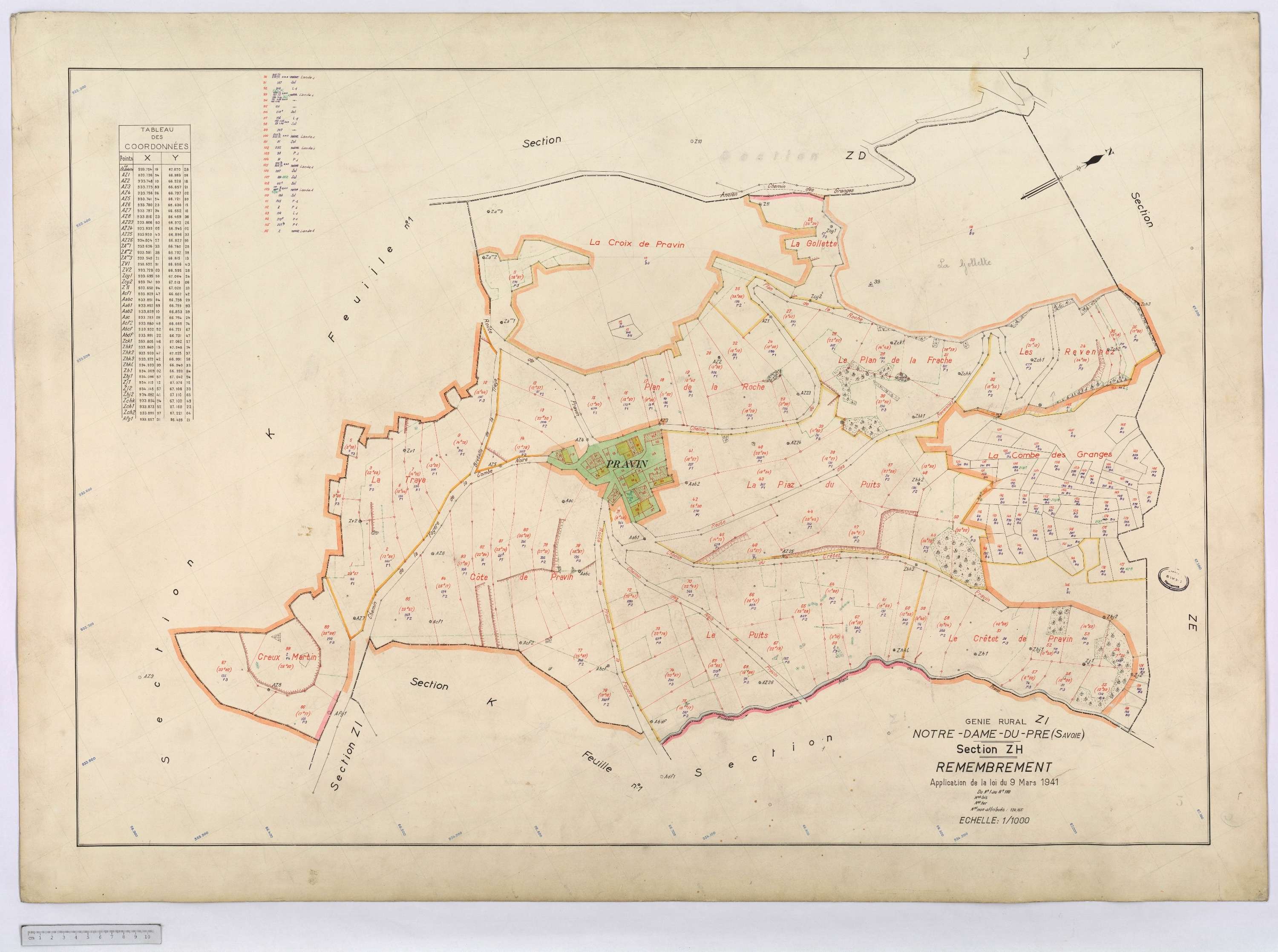 Notre-Dame-du-Pré - Cadastre rénové (1964) et remembré (s.d.).