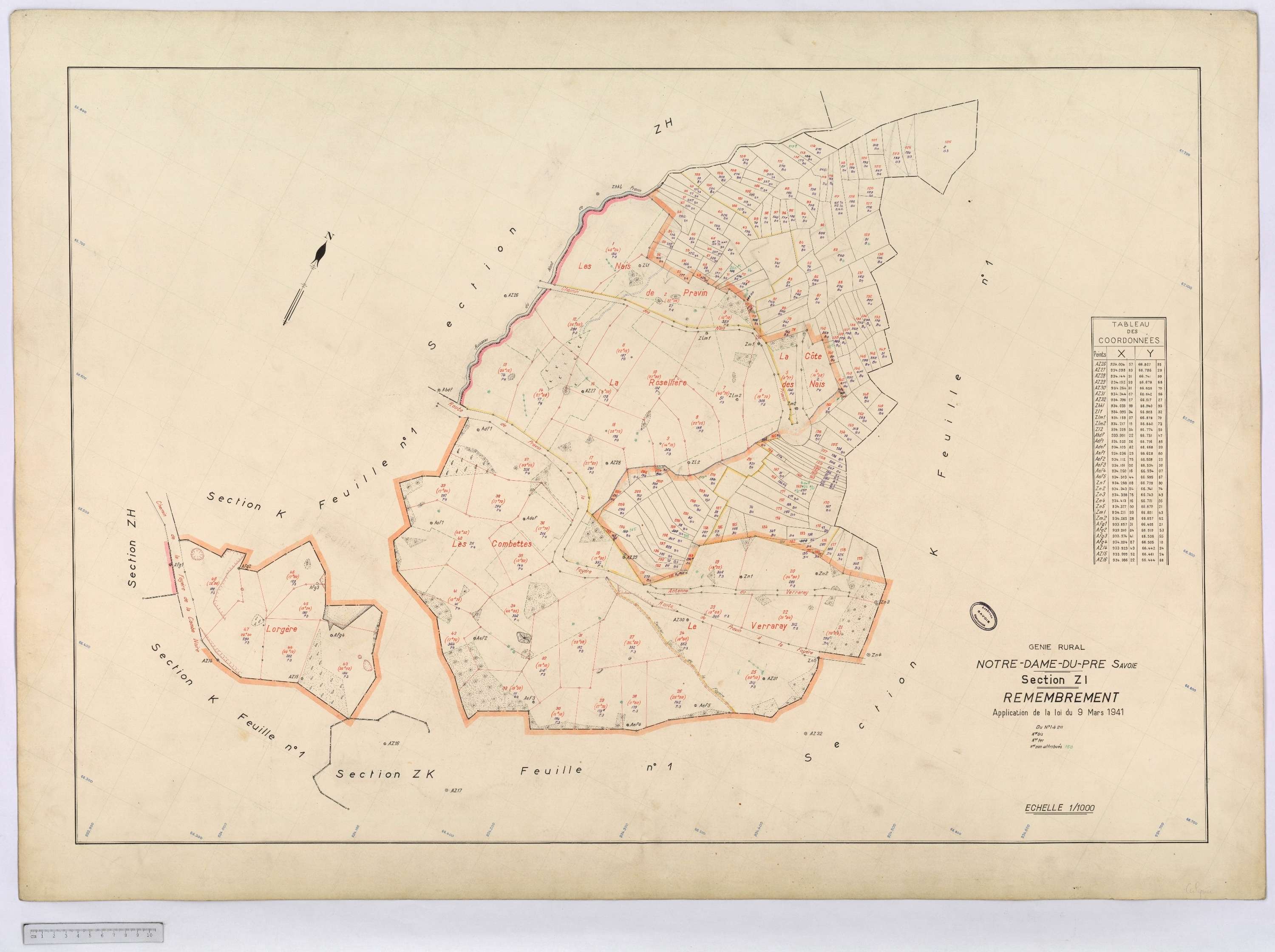 Notre-Dame-du-Pré - Cadastre rénové (1964) et remembré (s.d.).