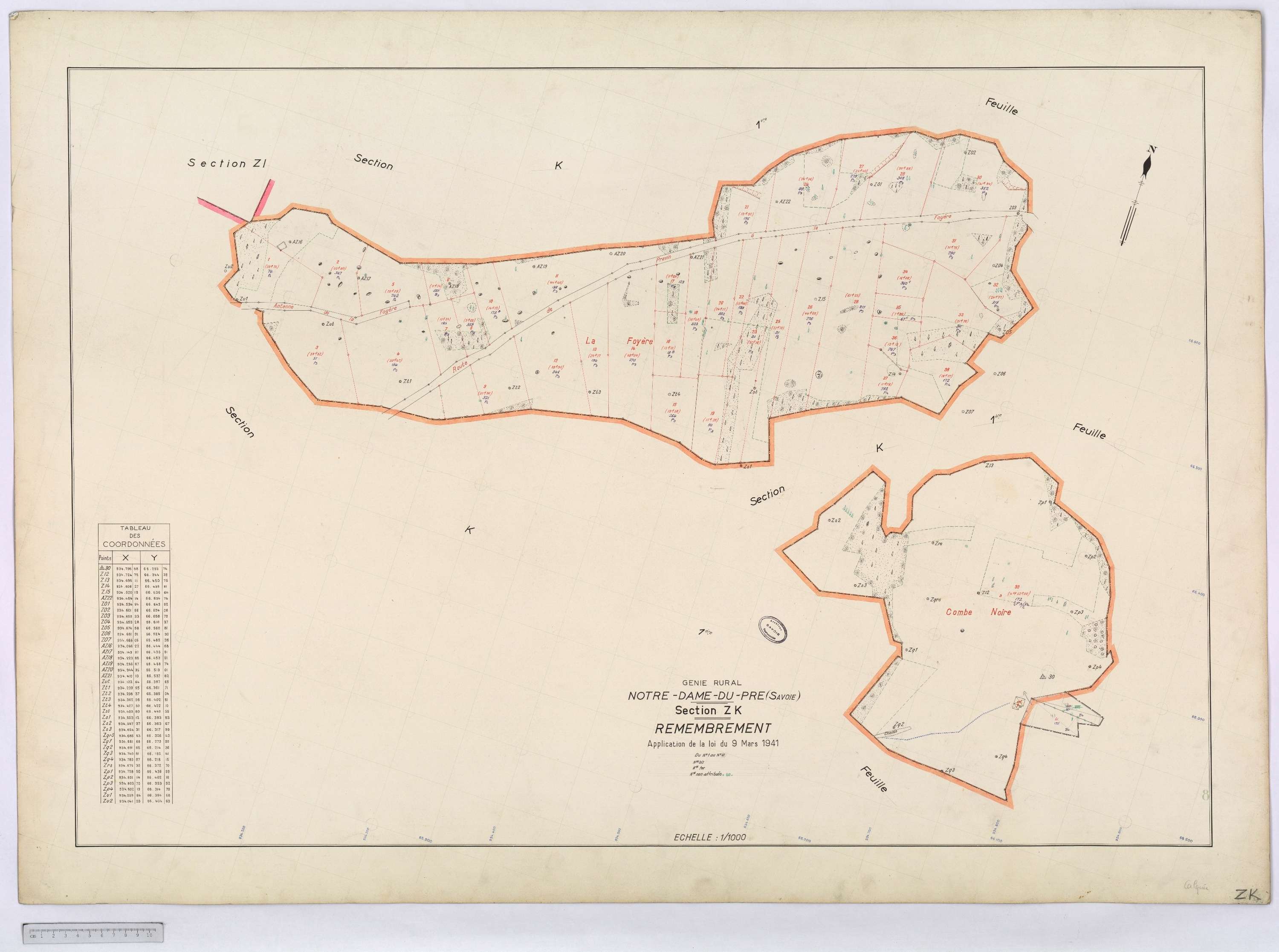 Notre-Dame-du-Pré - Cadastre rénové (1964) et remembré (s.d.).