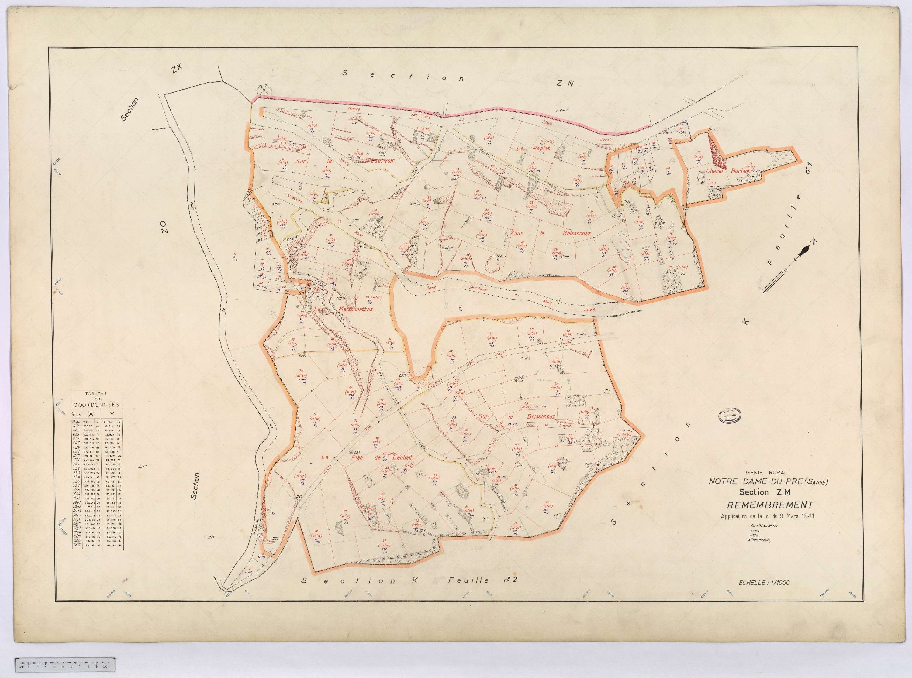 Notre-Dame-du-Pré - Cadastre rénové (1964) et remembré (s.d.).
