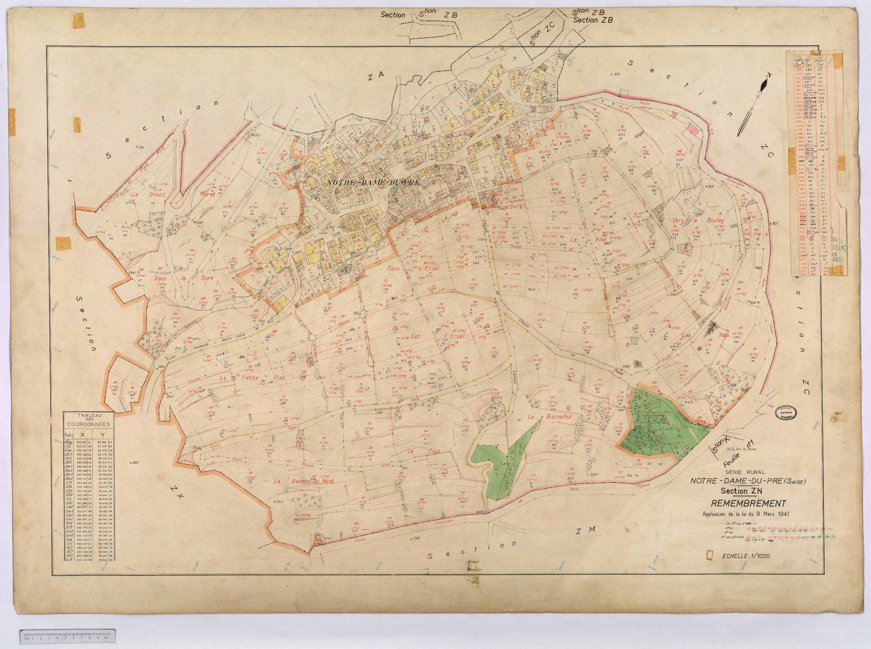 Notre-Dame-du-Pré - Cadastre rénové (1964) et remembré (s.d.).