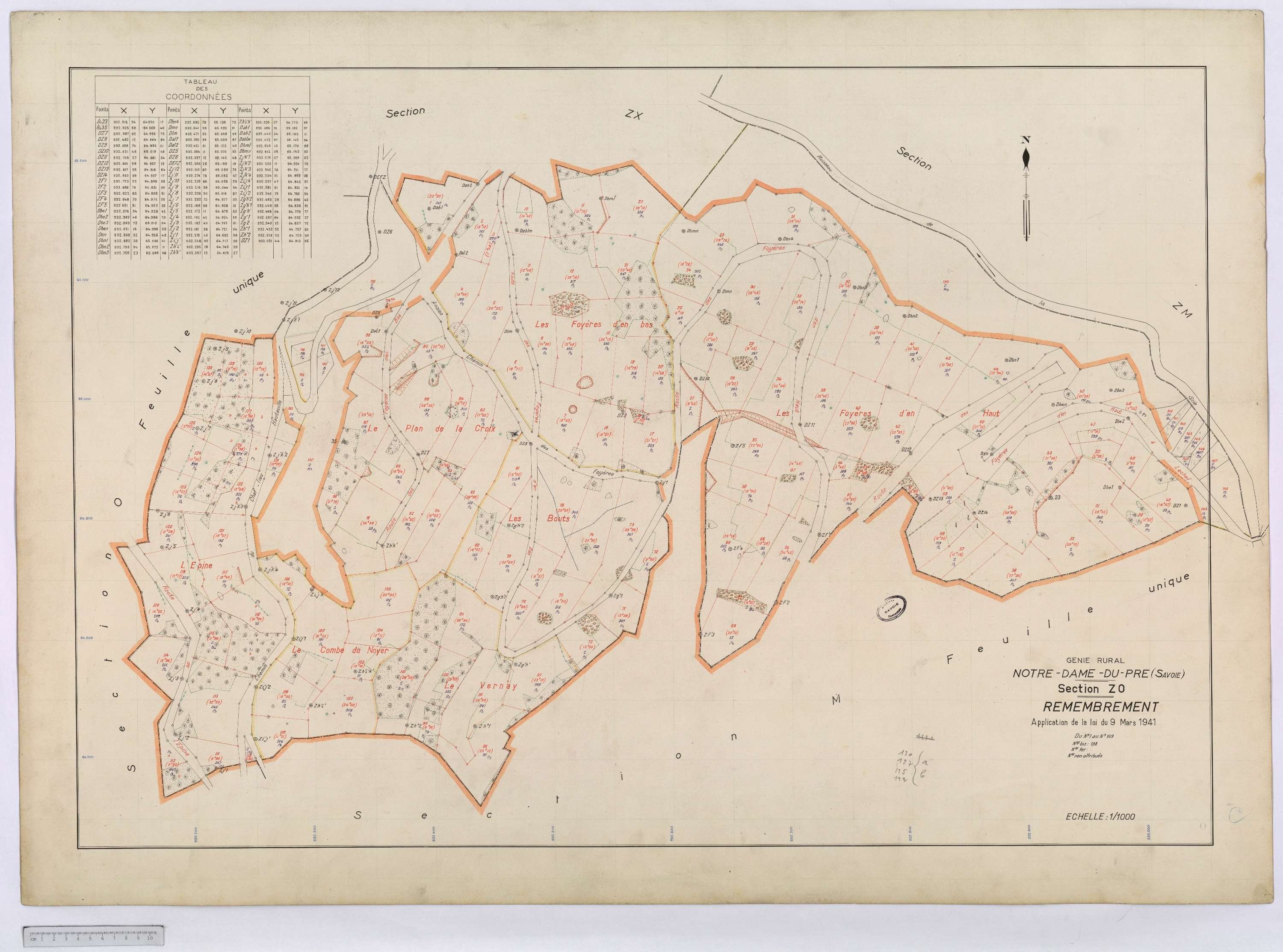Notre-Dame-du-Pré - Cadastre rénové (1964) et remembré (s.d.).