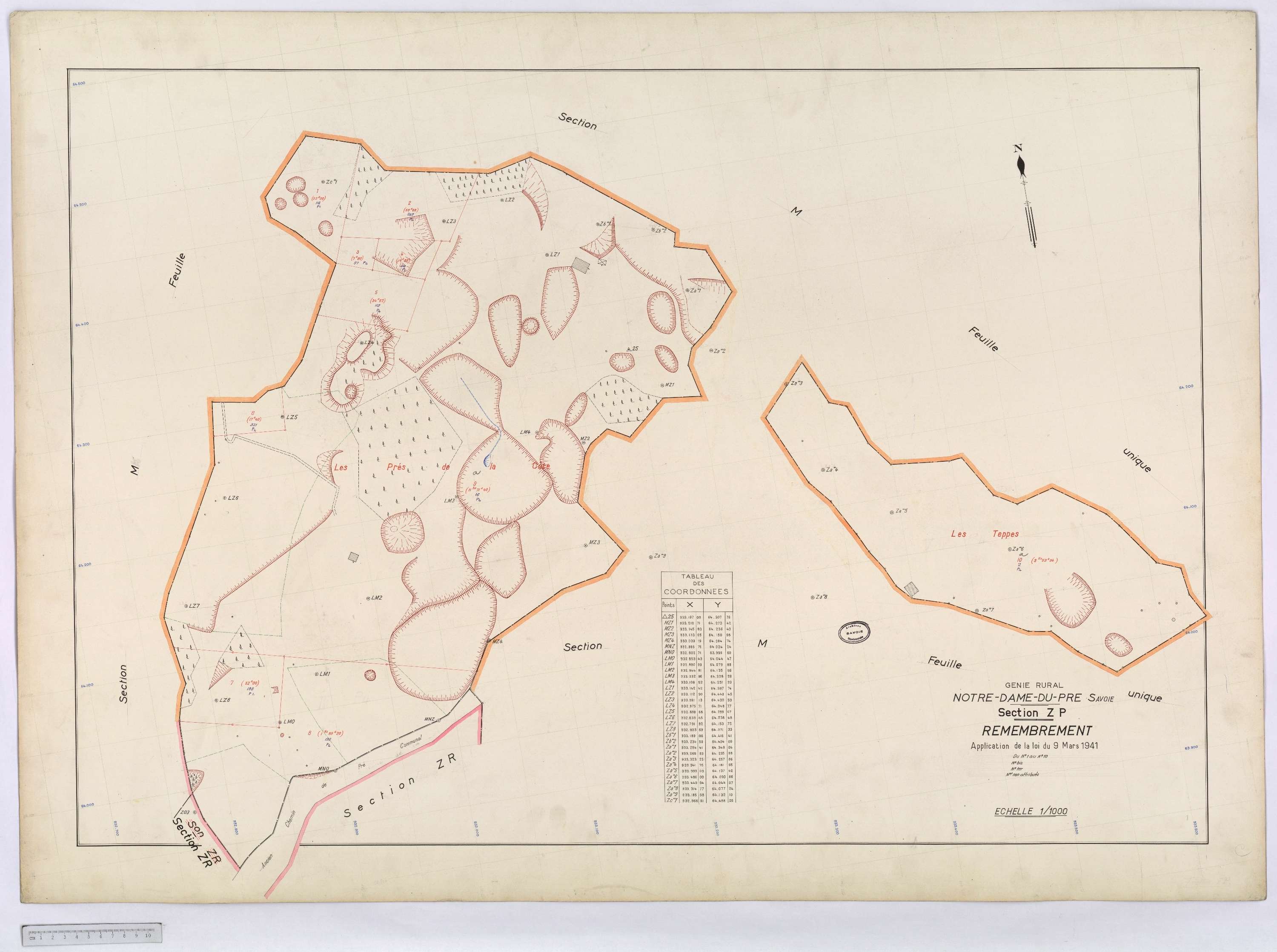Notre-Dame-du-Pré - Cadastre rénové (1964) et remembré (s.d.).
