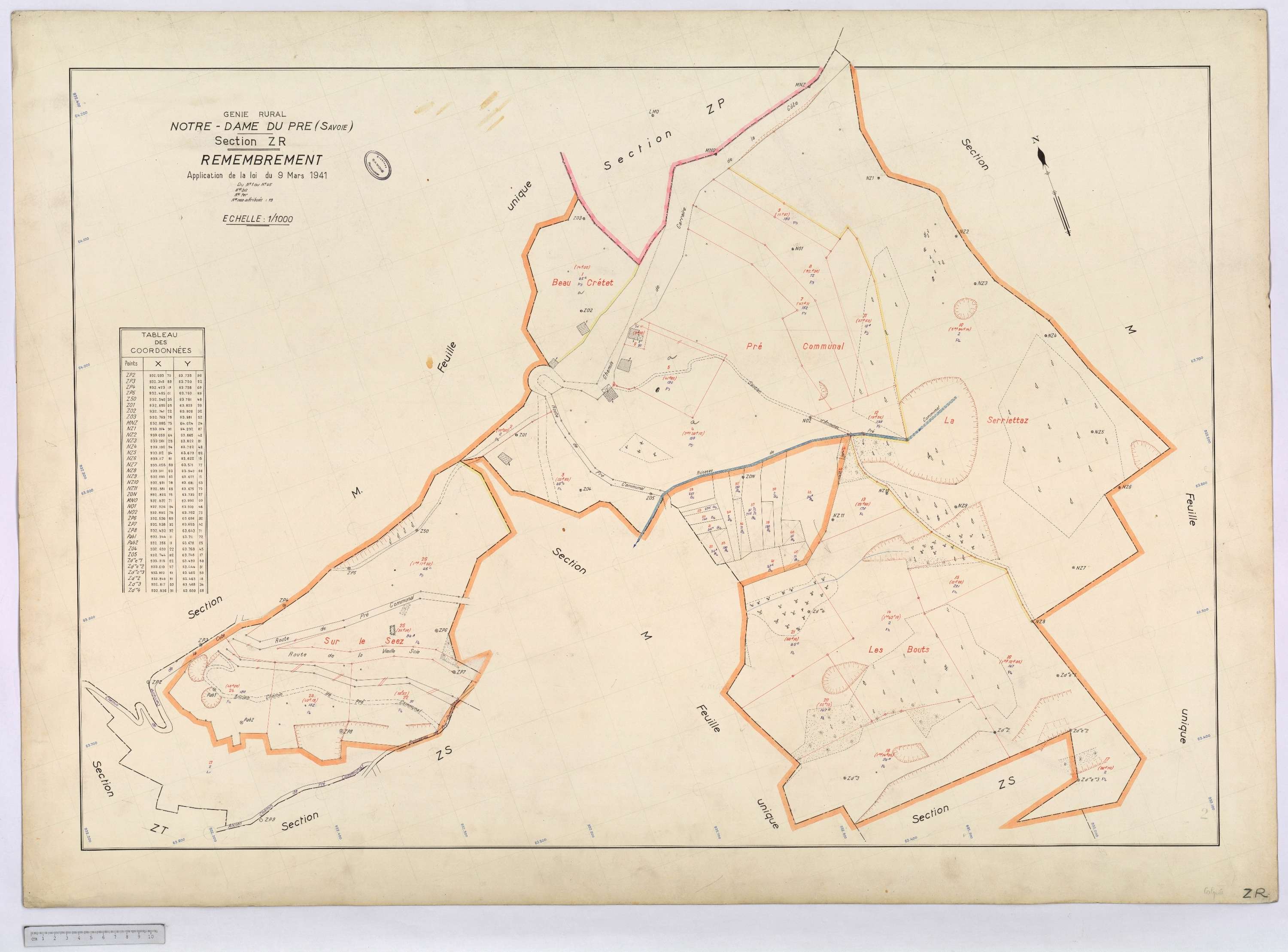 Notre-Dame-du-Pré - Cadastre rénové (1964) et remembré (s.d.).