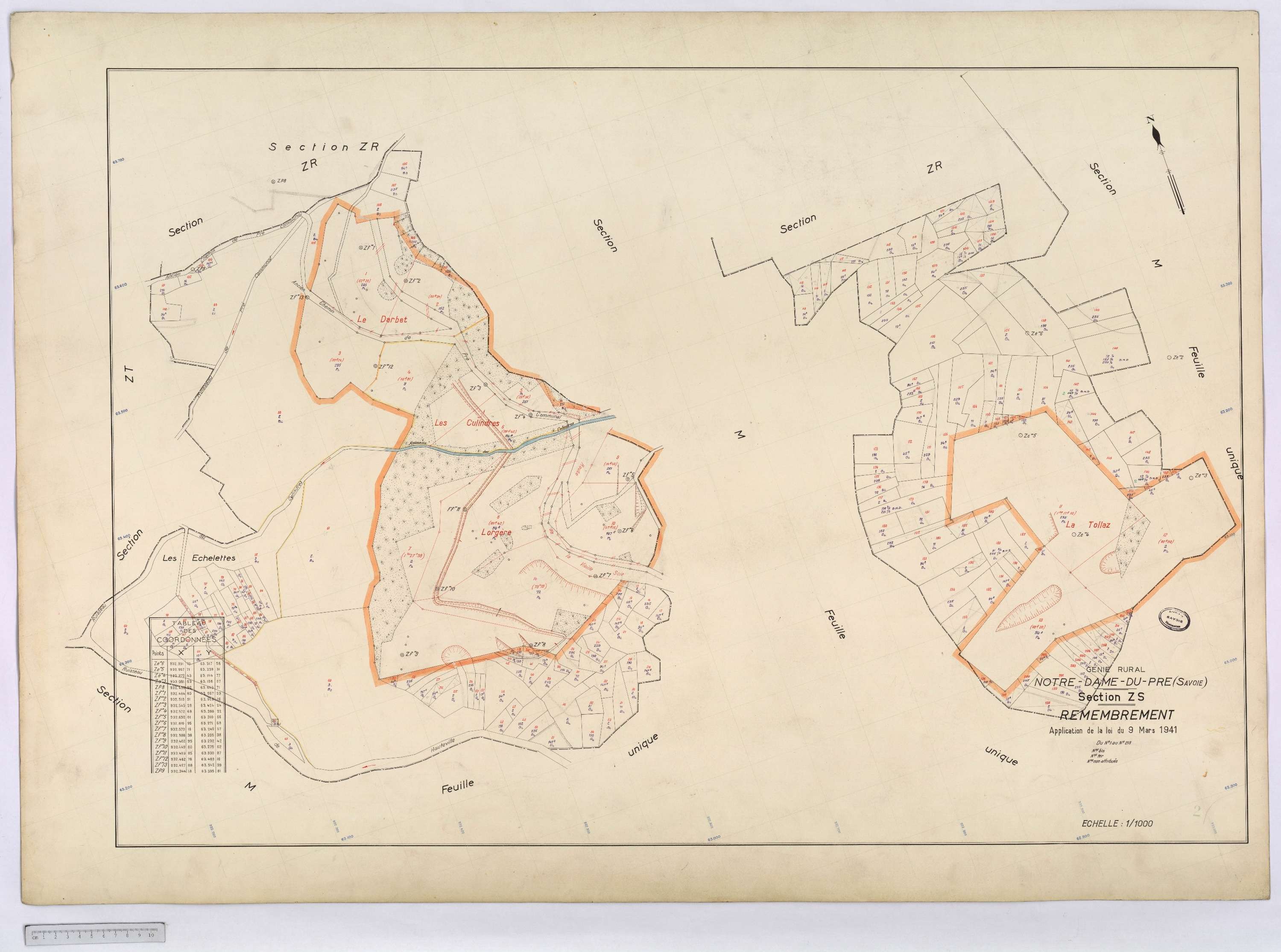 Notre-Dame-du-Pré - Cadastre rénové (1964) et remembré (s.d.).