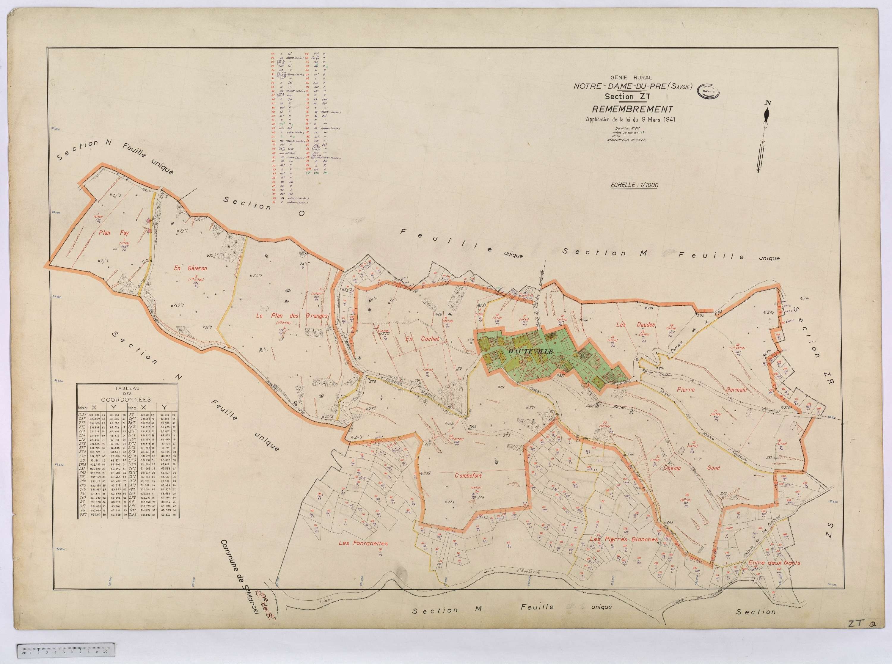 Notre-Dame-du-Pré - Cadastre rénové (1964) et remembré (s.d.).