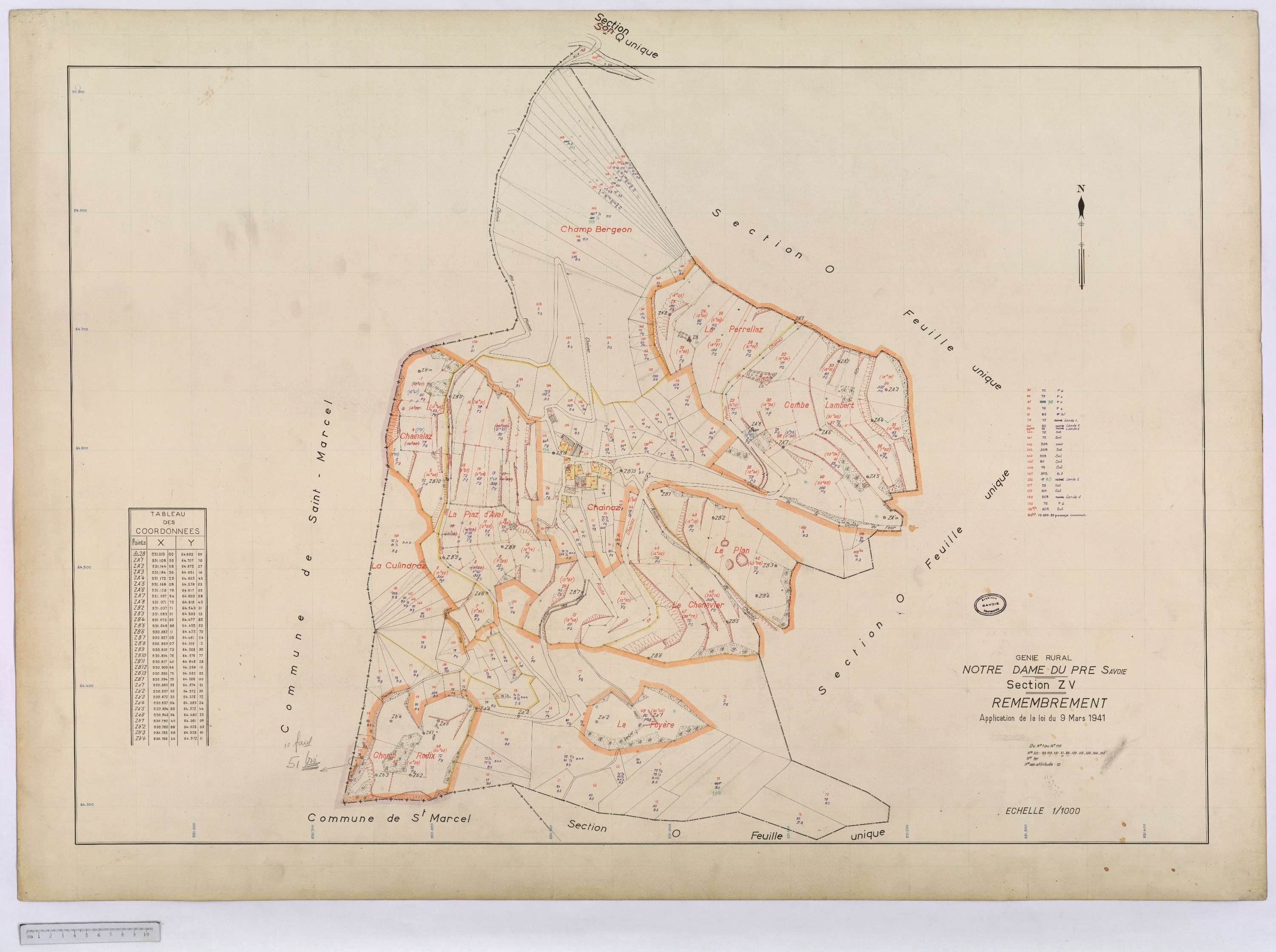 Notre-Dame-du-Pré - Cadastre rénové (1964) et remembré (s.d.).