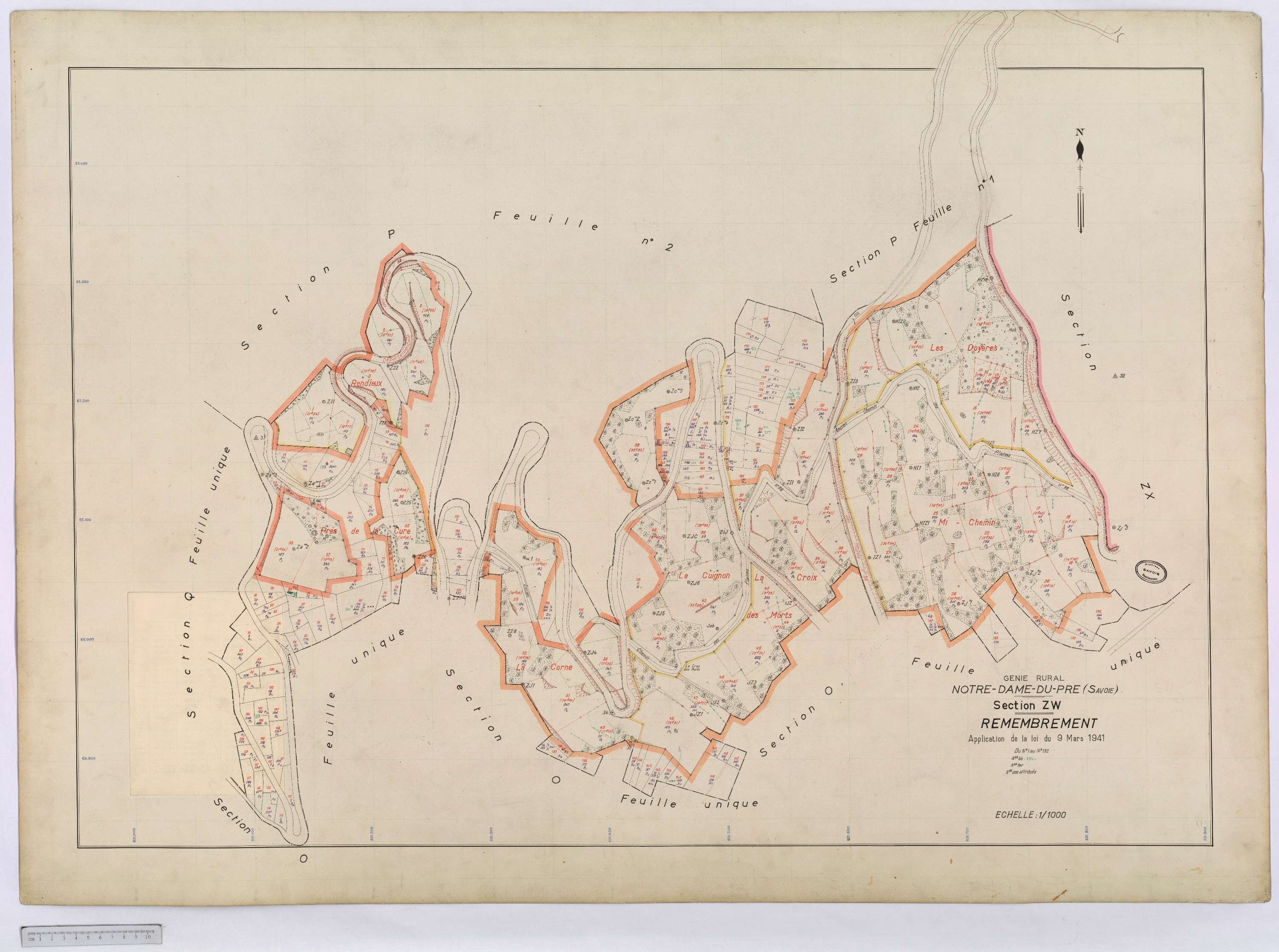 Notre-Dame-du-Pré - Cadastre rénové (1964) et remembré (s.d.).