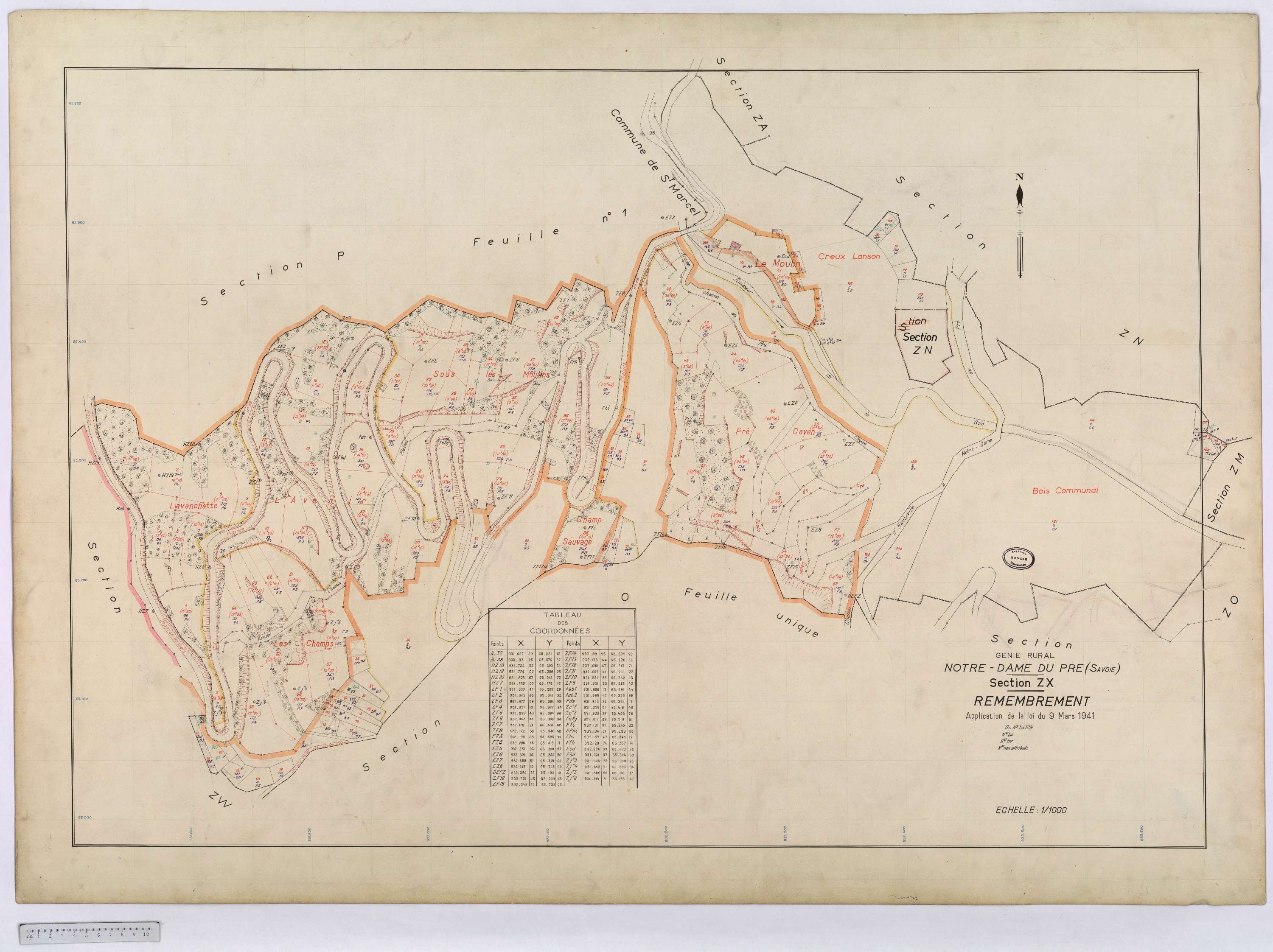 Notre-Dame-du-Pré - Cadastre rénové (1964) et remembré (s.d.).