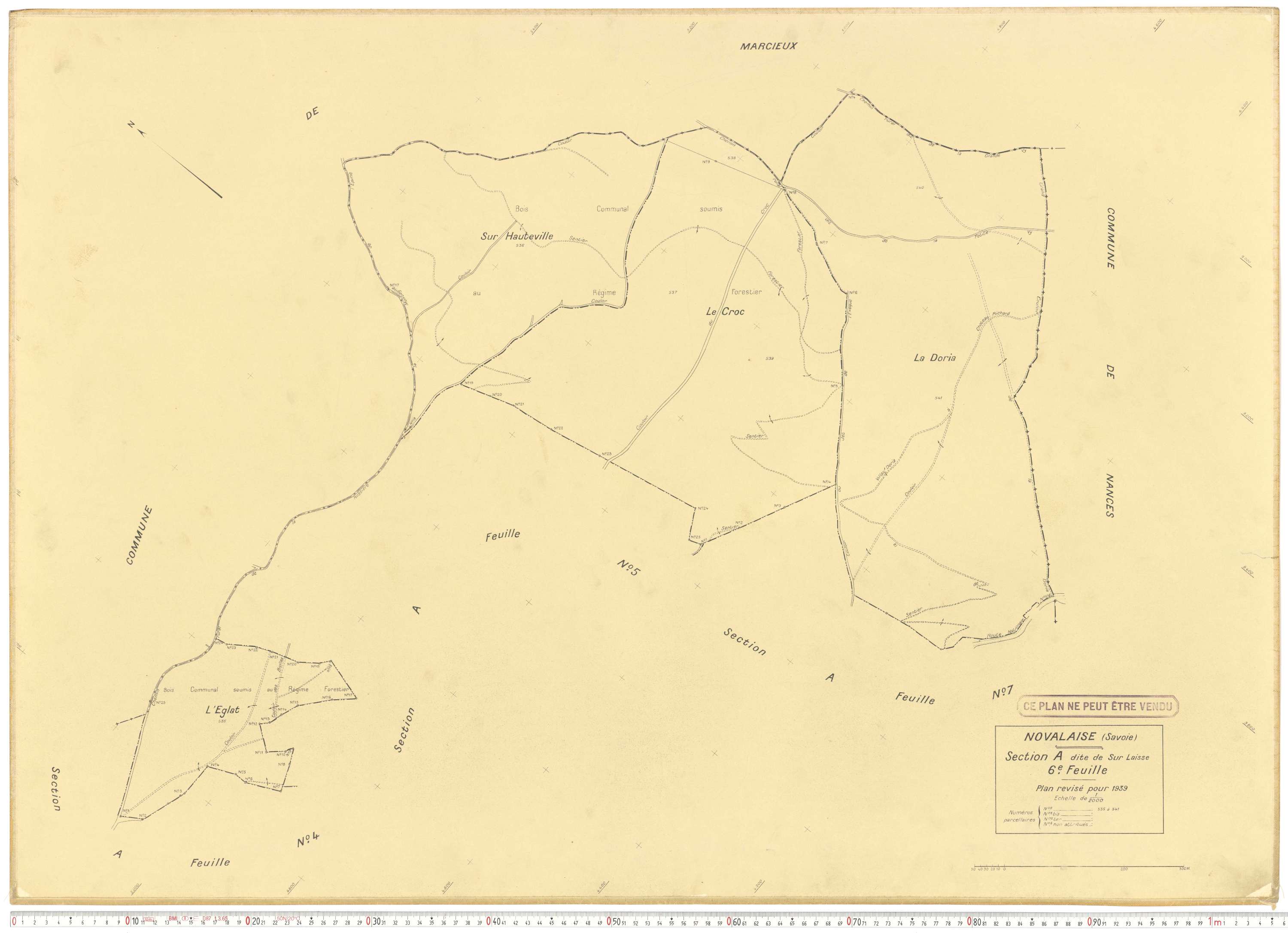Novalaise - Plans cadastraux du cadastre rénové en 1939 et mis à jour en 1988.