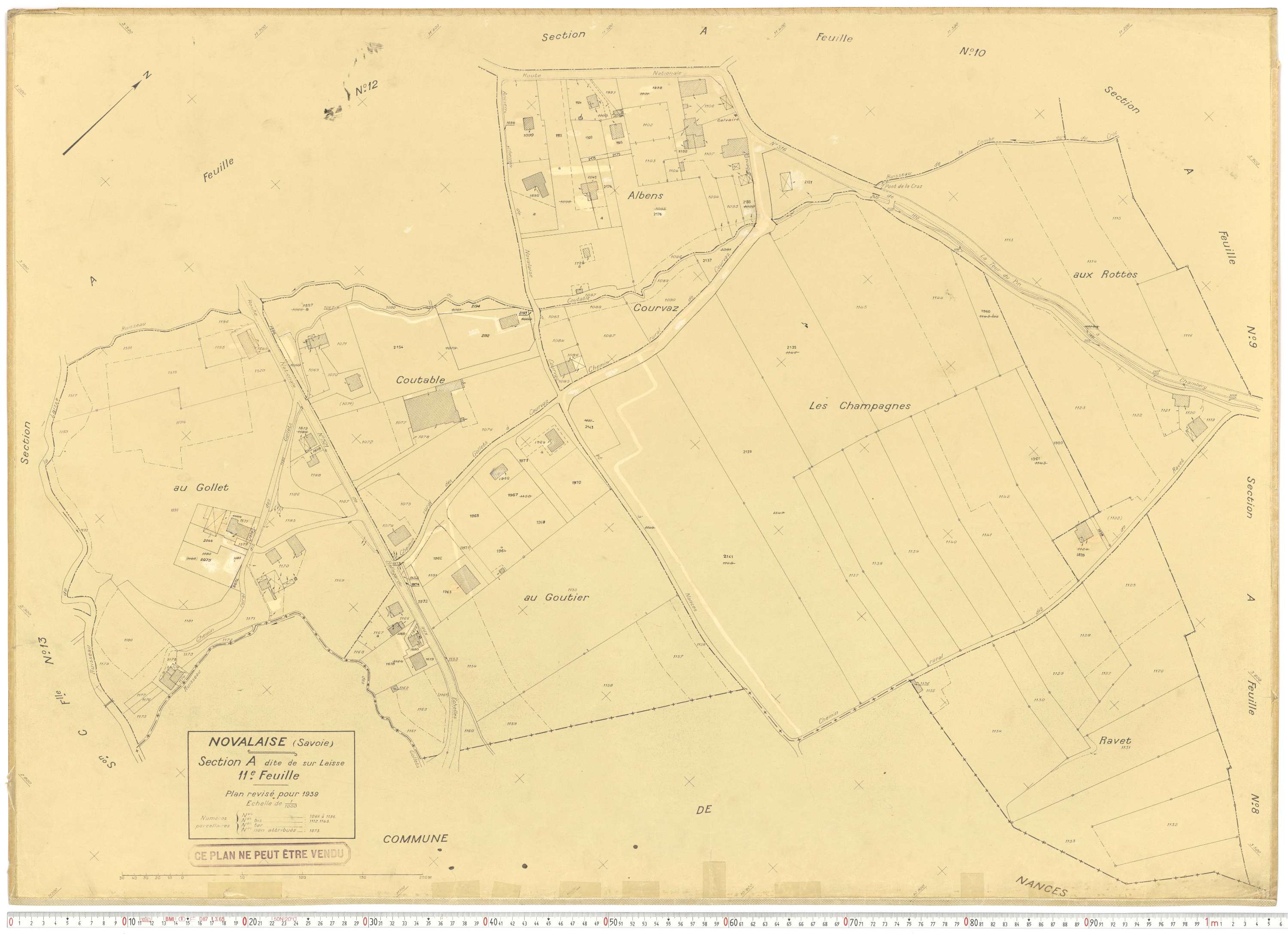 Novalaise - Plans cadastraux du cadastre rénové en 1939 et mis à jour en 1988.