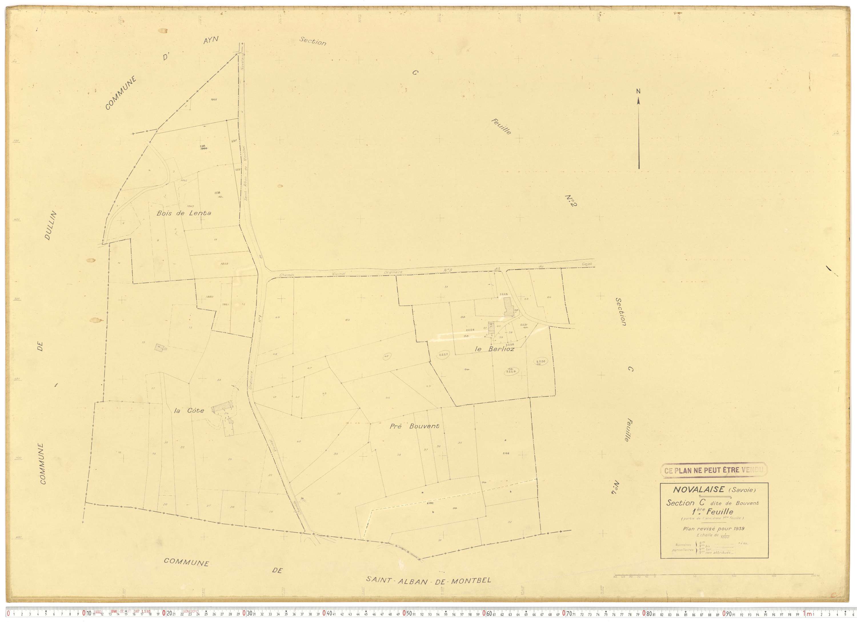 Novalaise - Plans cadastraux du cadastre rénové en 1939 et mis à jour en 1988.