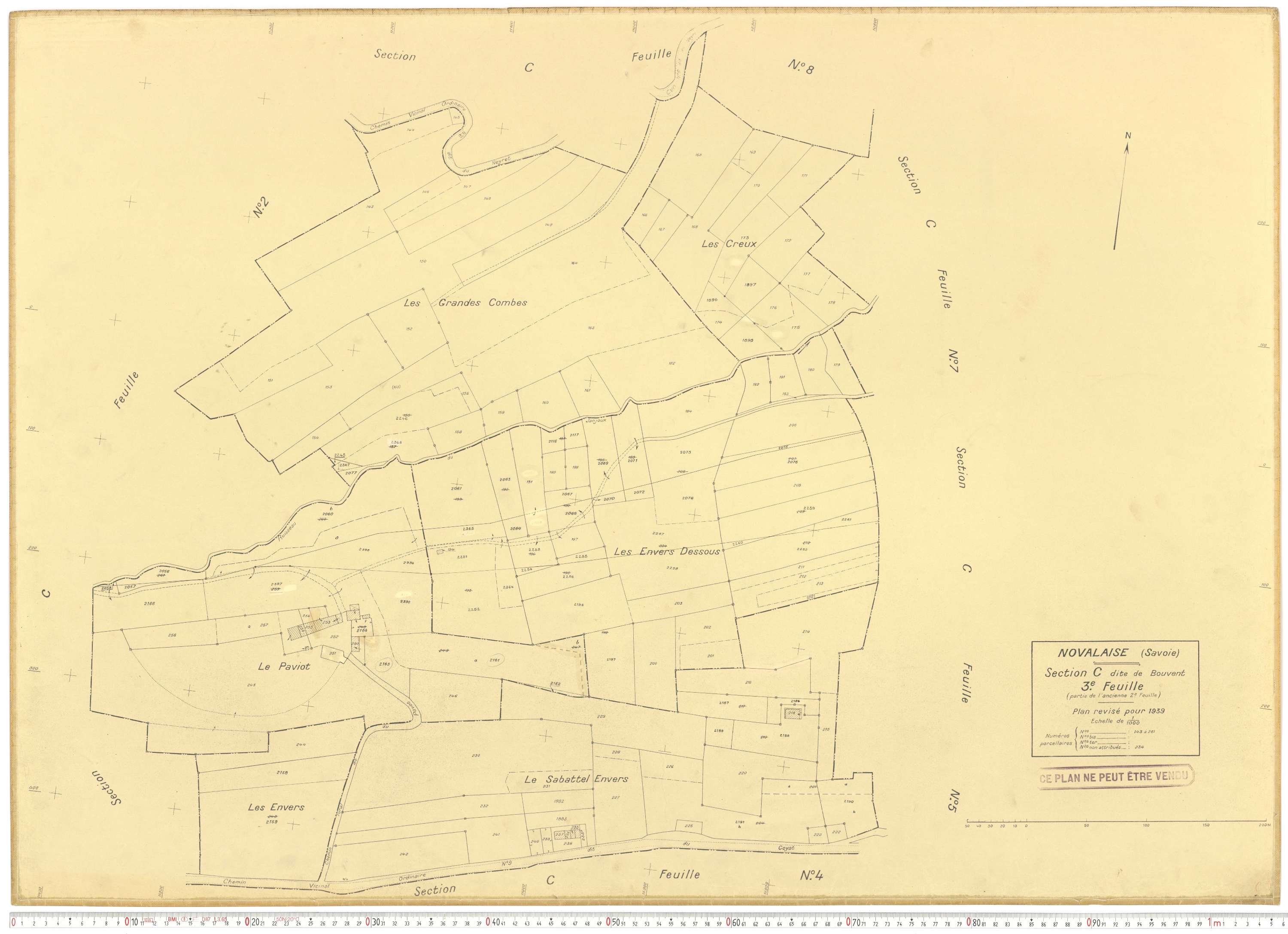 Novalaise - Plans cadastraux du cadastre rénové en 1939 et mis à jour en 1988.