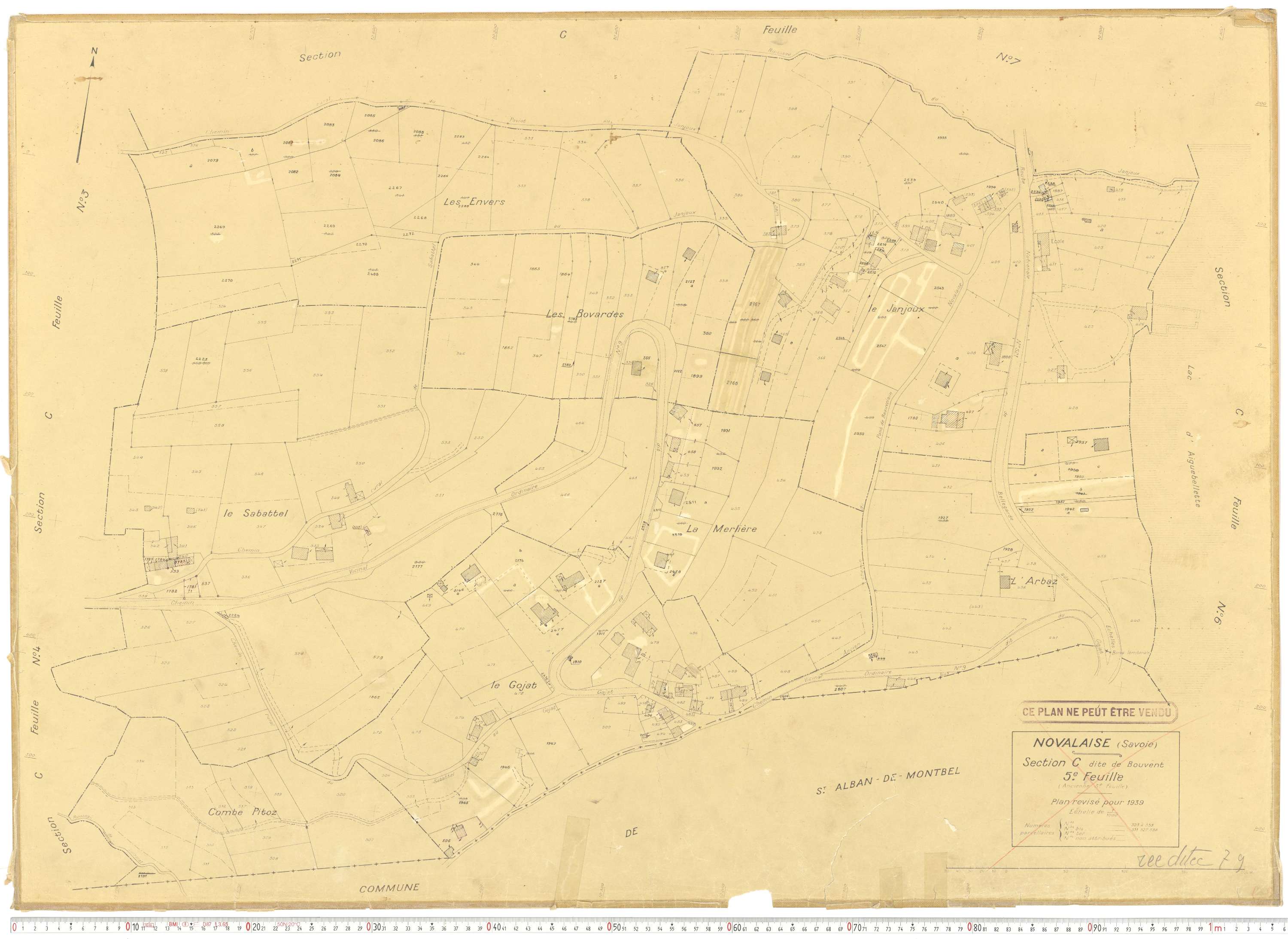 Novalaise - Plans cadastraux du cadastre rénové en 1939 et mis à jour en 1988.