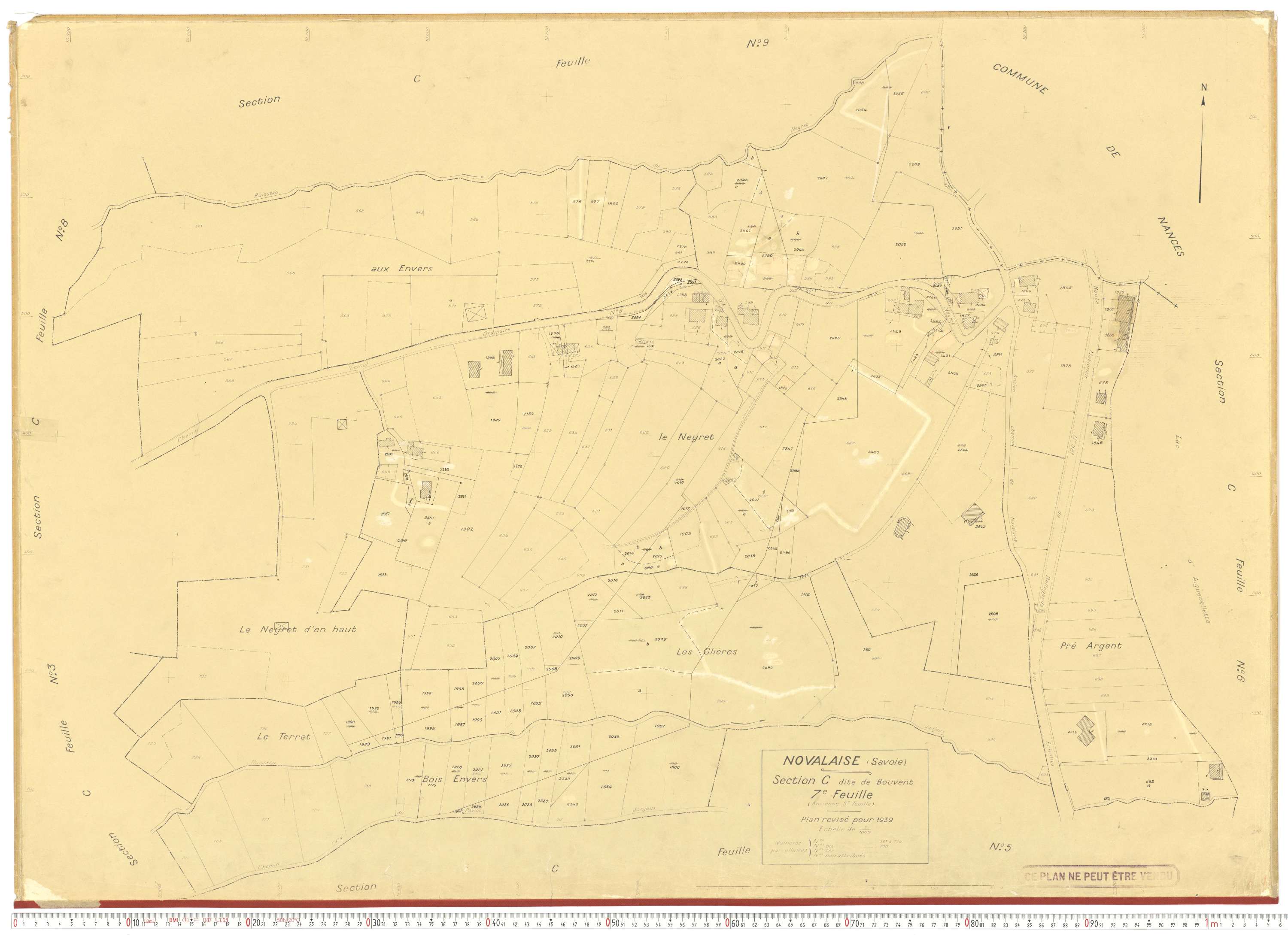 Novalaise - Plans cadastraux du cadastre rénové en 1939 et mis à jour en 1988.