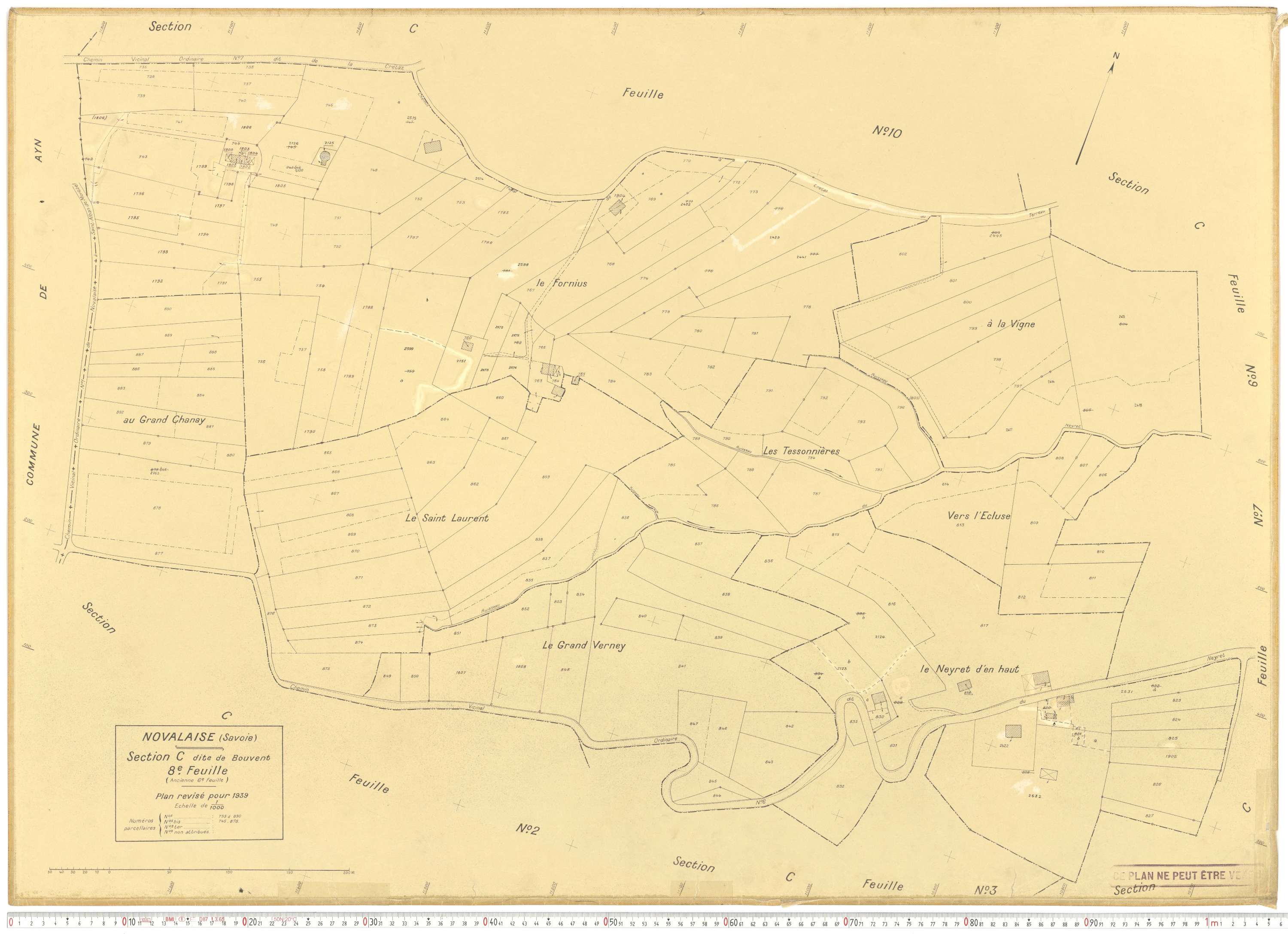 Novalaise - Plans cadastraux du cadastre rénové en 1939 et mis à jour en 1988.