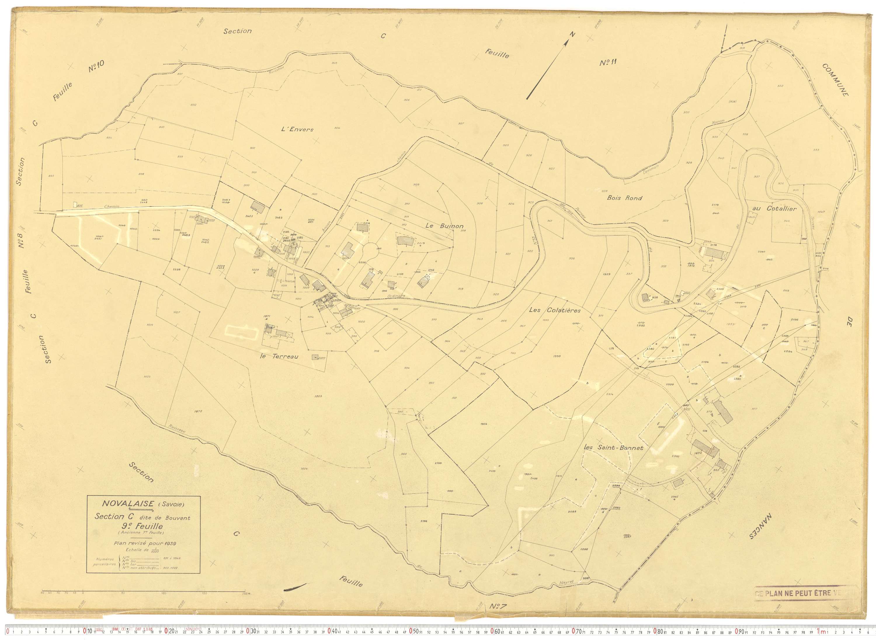 Novalaise - Plans cadastraux du cadastre rénové en 1939 et mis à jour en 1988.
