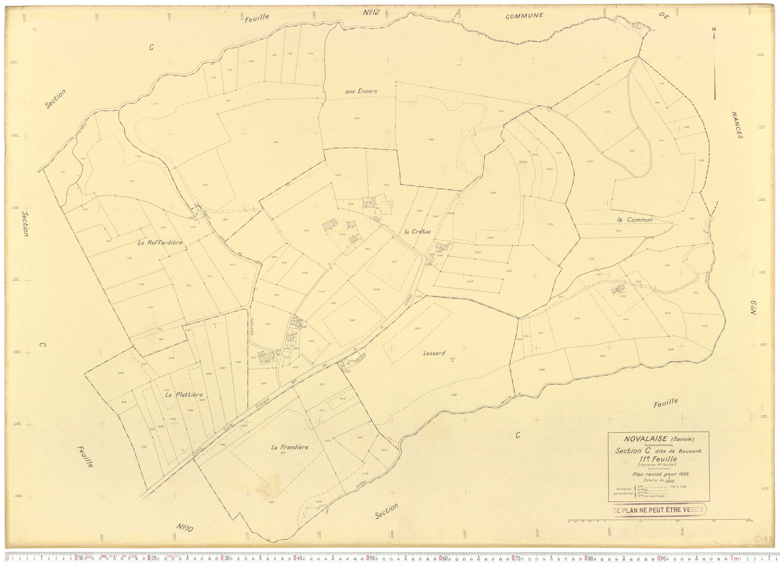 Novalaise - Plans cadastraux du cadastre rénové en 1939 et mis à jour en 1988.