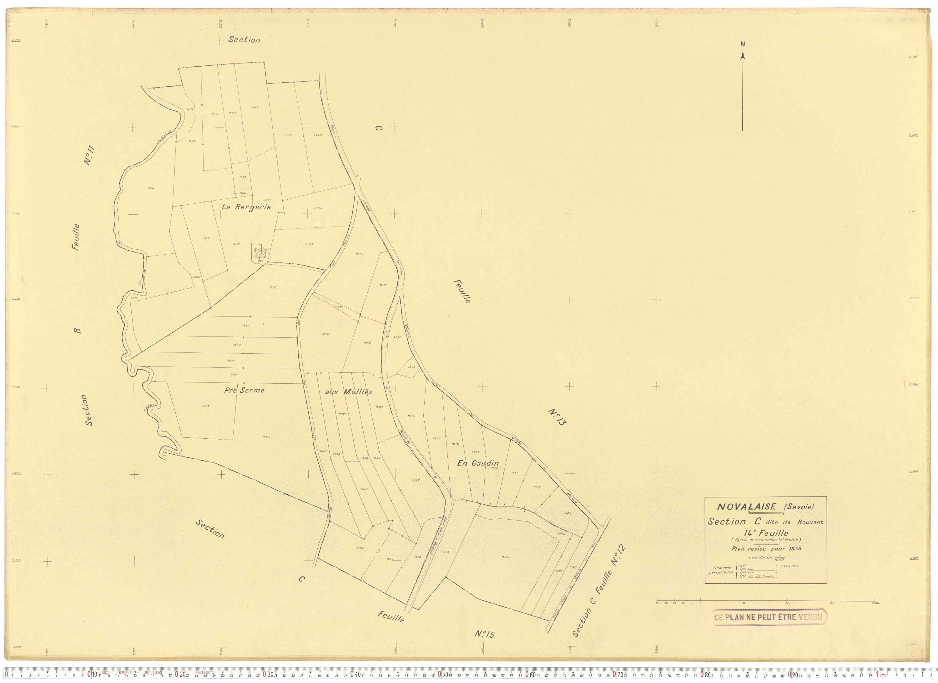 Novalaise - Plans cadastraux du cadastre rénové en 1939 et mis à jour en 1988.