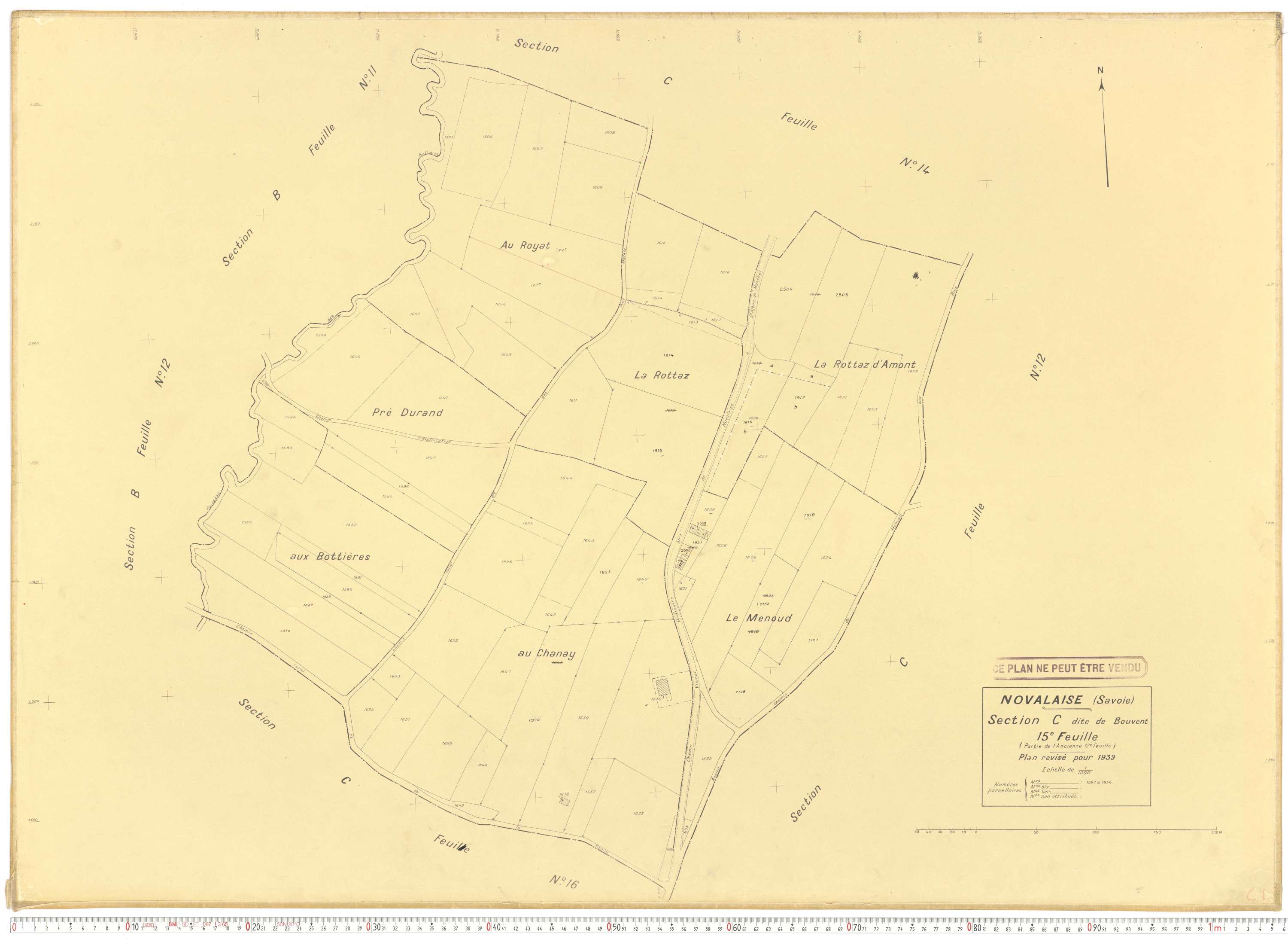 Novalaise - Plans cadastraux du cadastre rénové en 1939 et mis à jour en 1988.