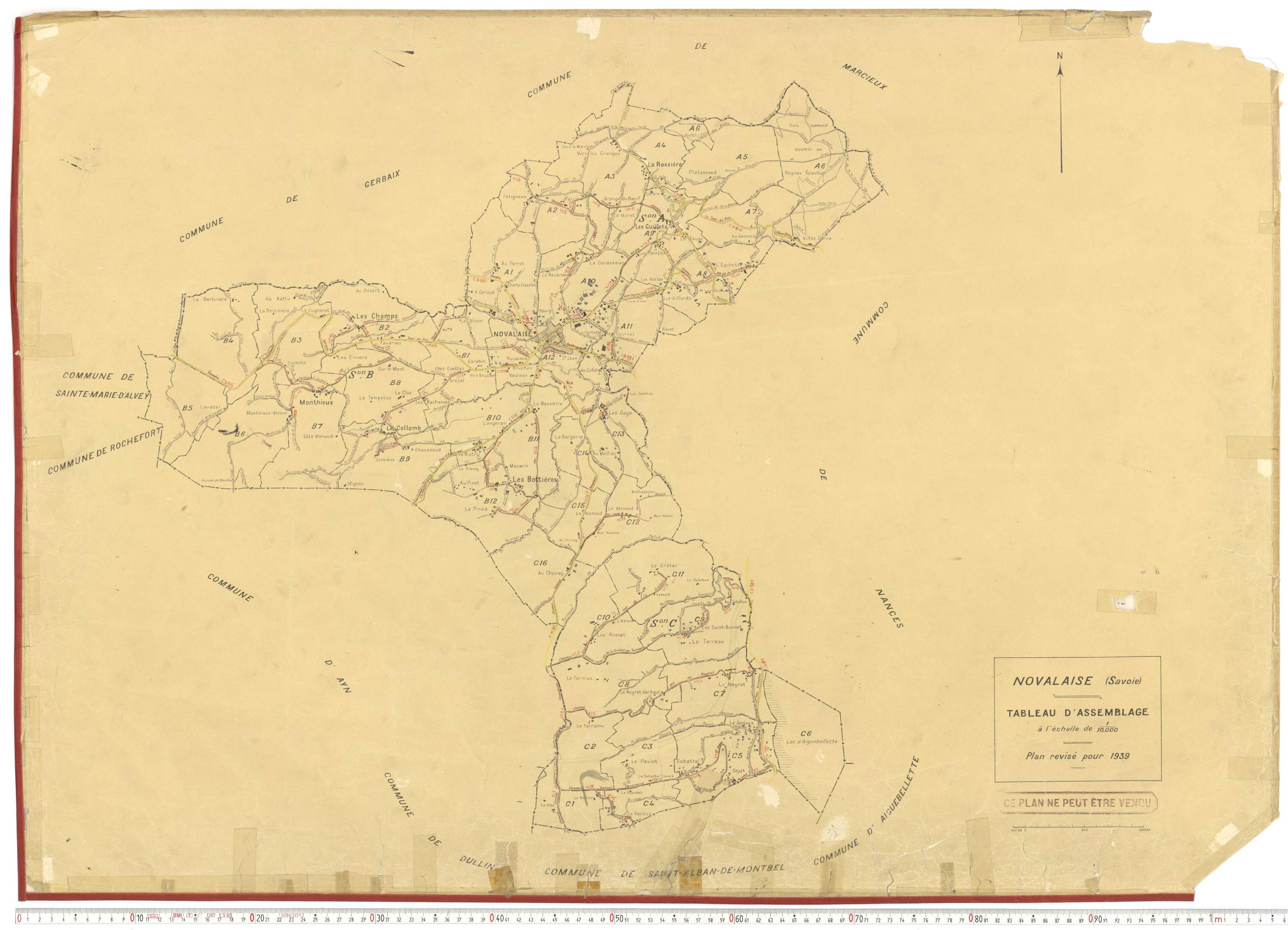 Novalaise - Plans cadastraux du cadastre rénové en 1939 et mis à jour en 1988.