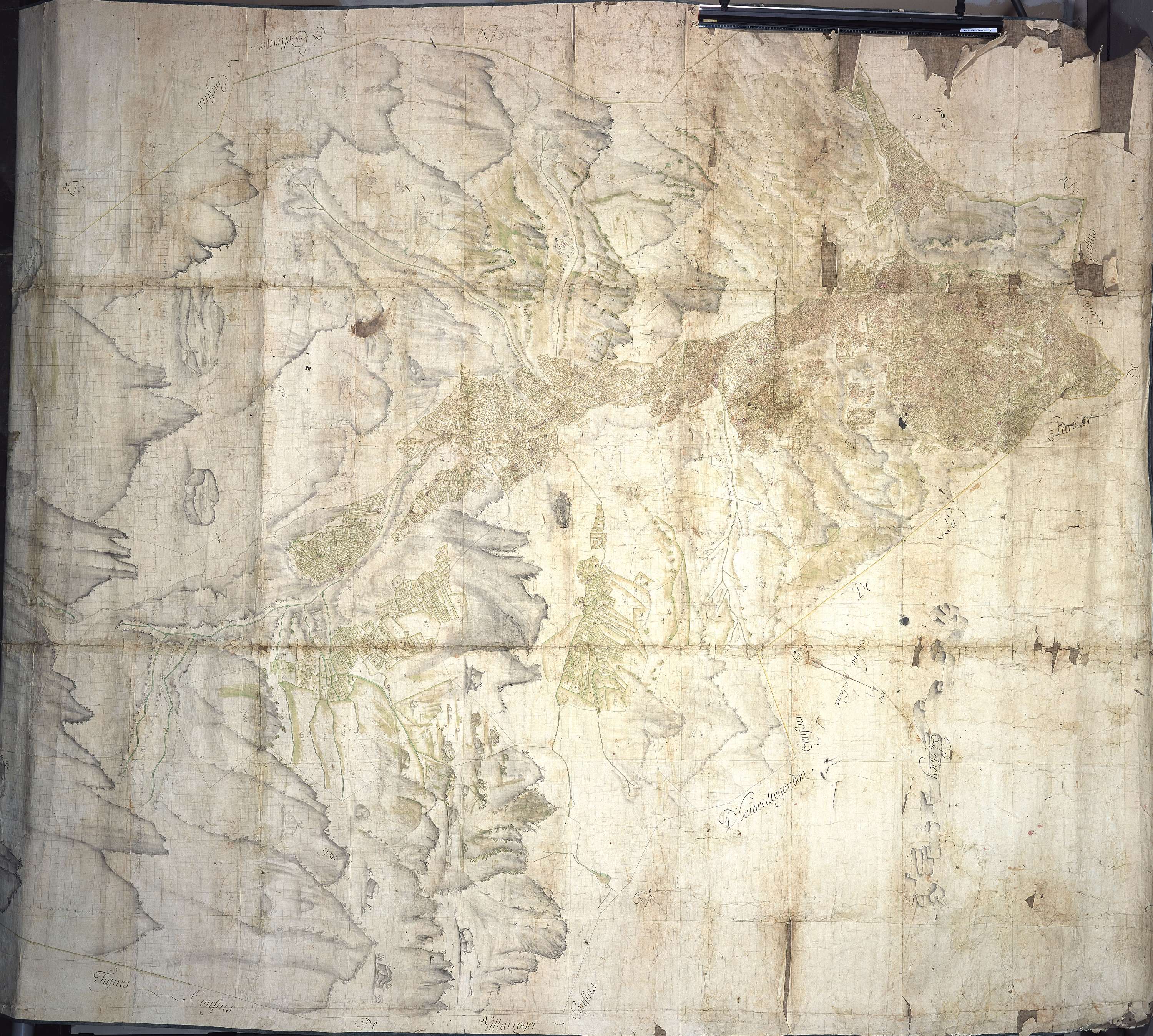 Peisey-Nancroix - Copie de la mappe originale (plan cadastral) de la commune de Pesey. Signée Cocelli, directeur de la péréquation.