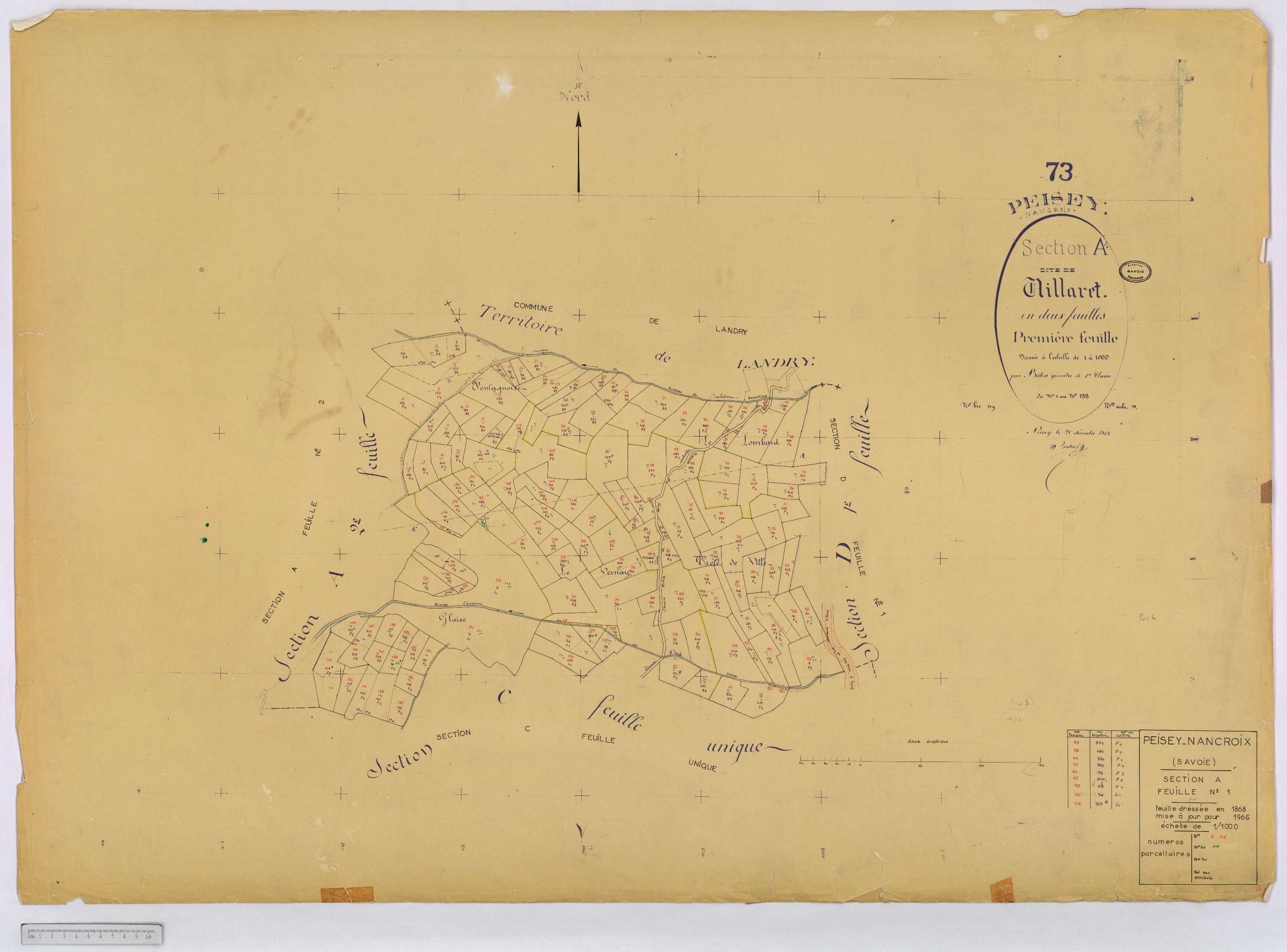 Peisey-Nancroix - Cadastre rénové (1966) et remembré (1970).