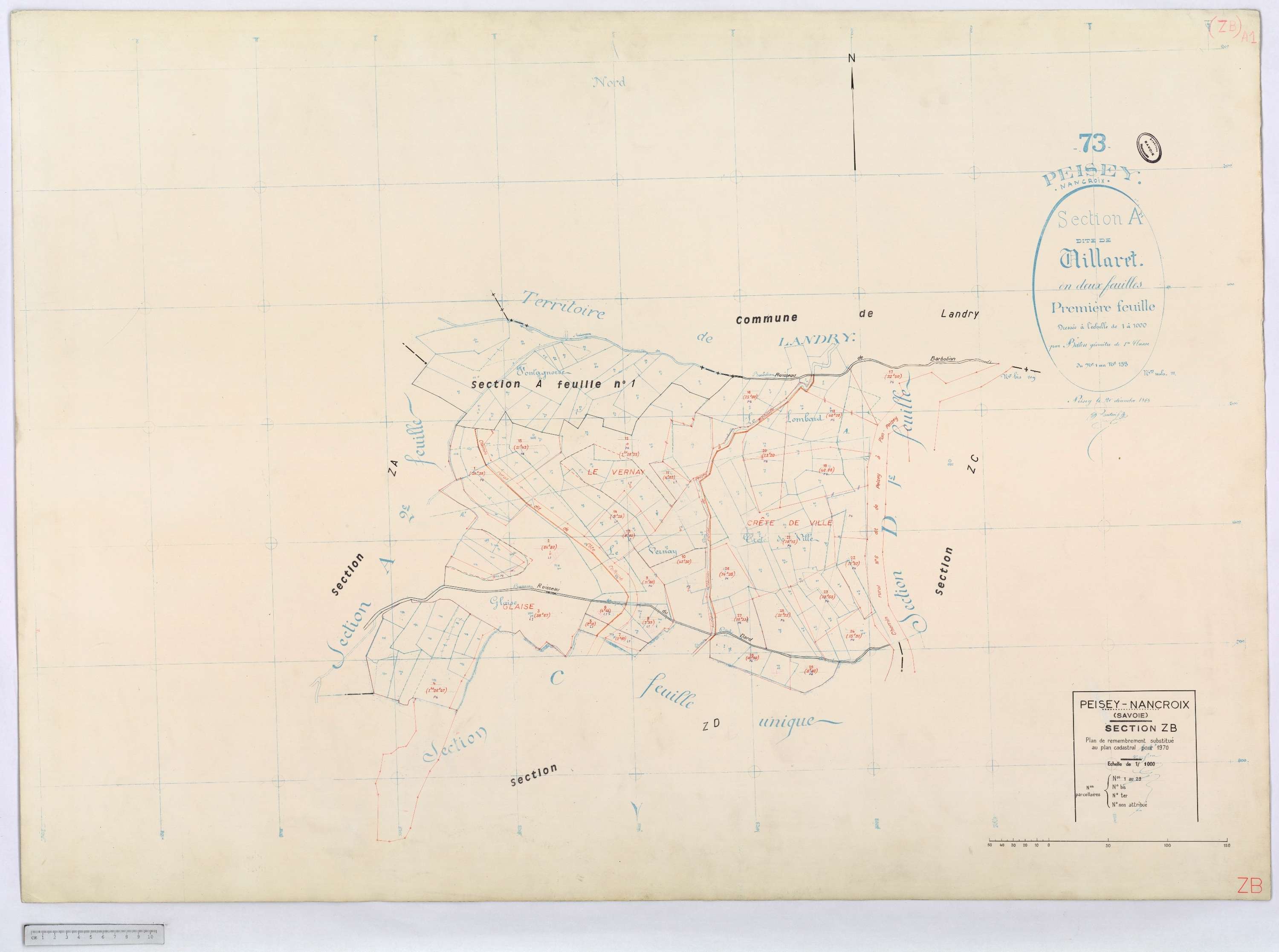 Peisey-Nancroix - Cadastre rénové (1966) et remembré (1970).