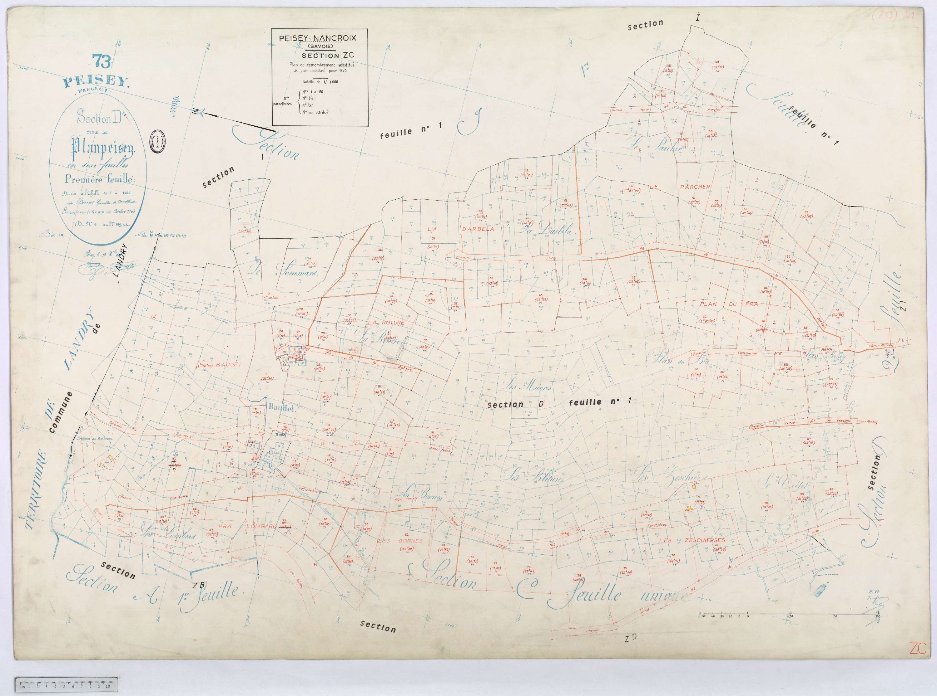 Peisey-Nancroix - Cadastre rénové (1966) et remembré (1970).