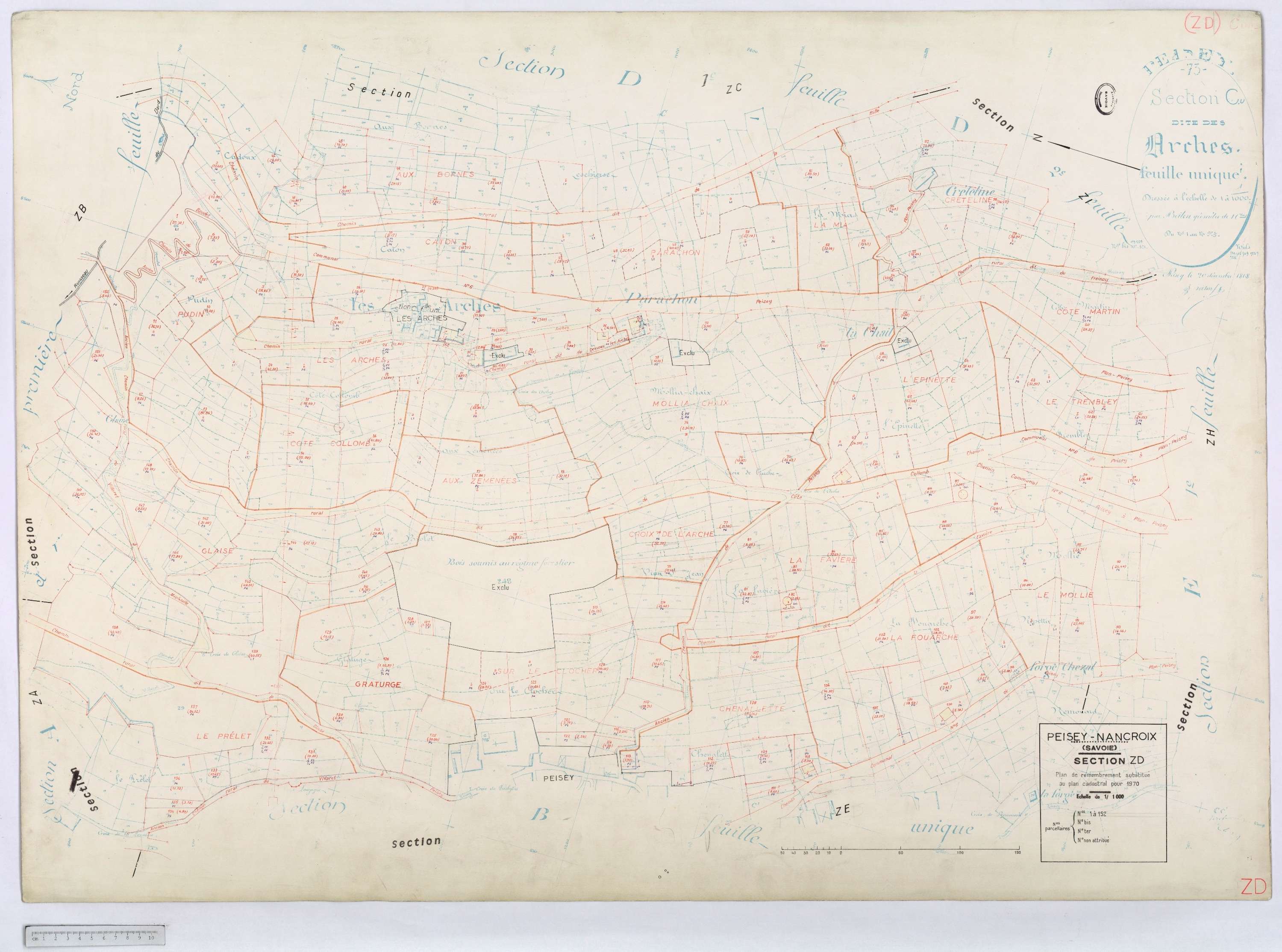 Peisey-Nancroix - Cadastre rénové (1966) et remembré (1970).