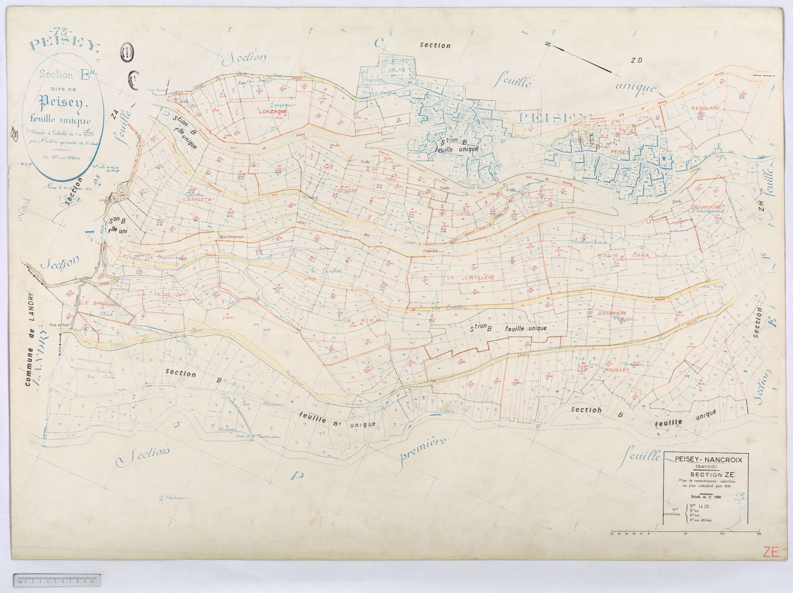 Peisey-Nancroix - Cadastre rénové (1966) et remembré (1970).
