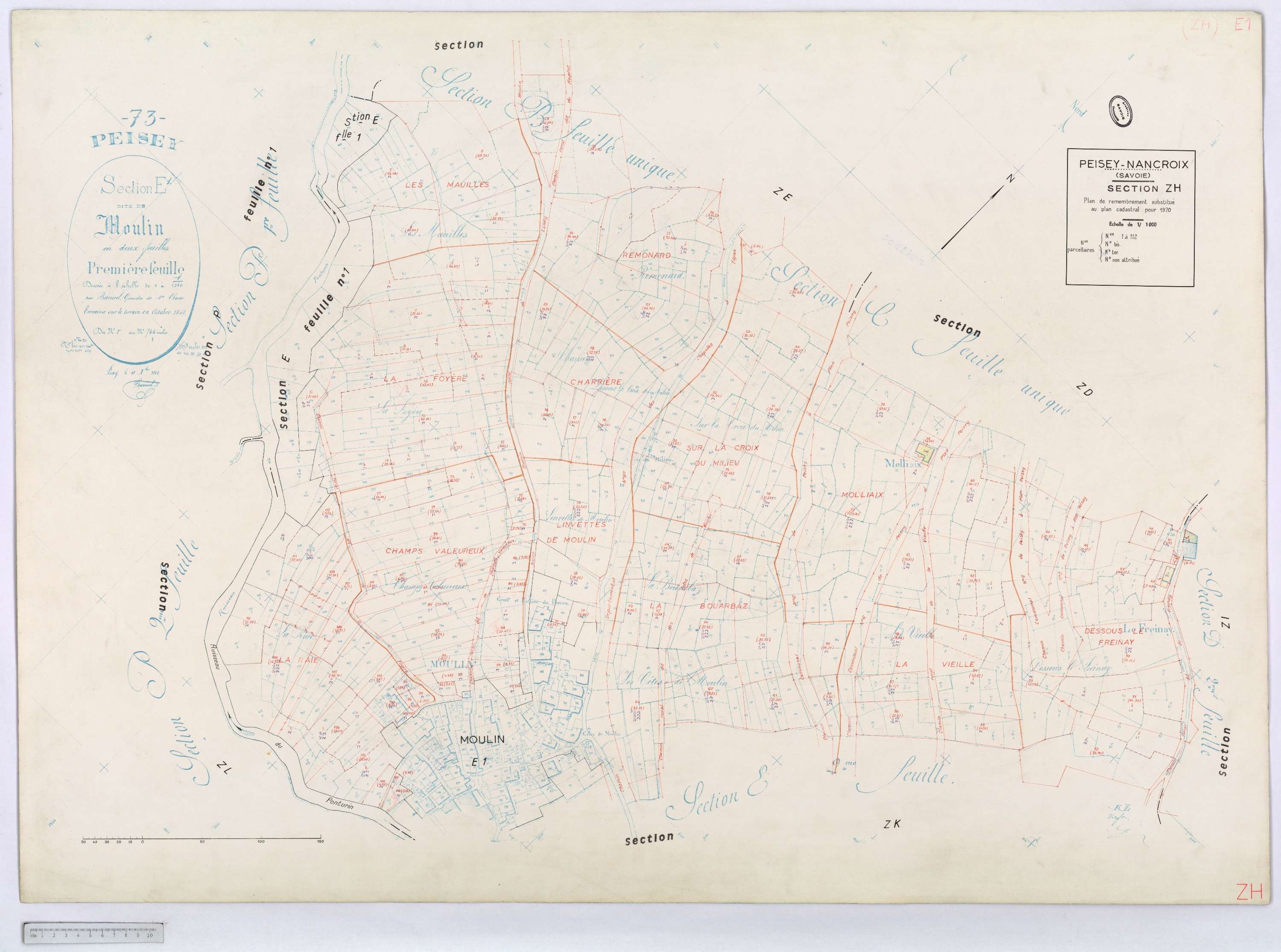 Peisey-Nancroix - Cadastre rénové (1966) et remembré (1970).