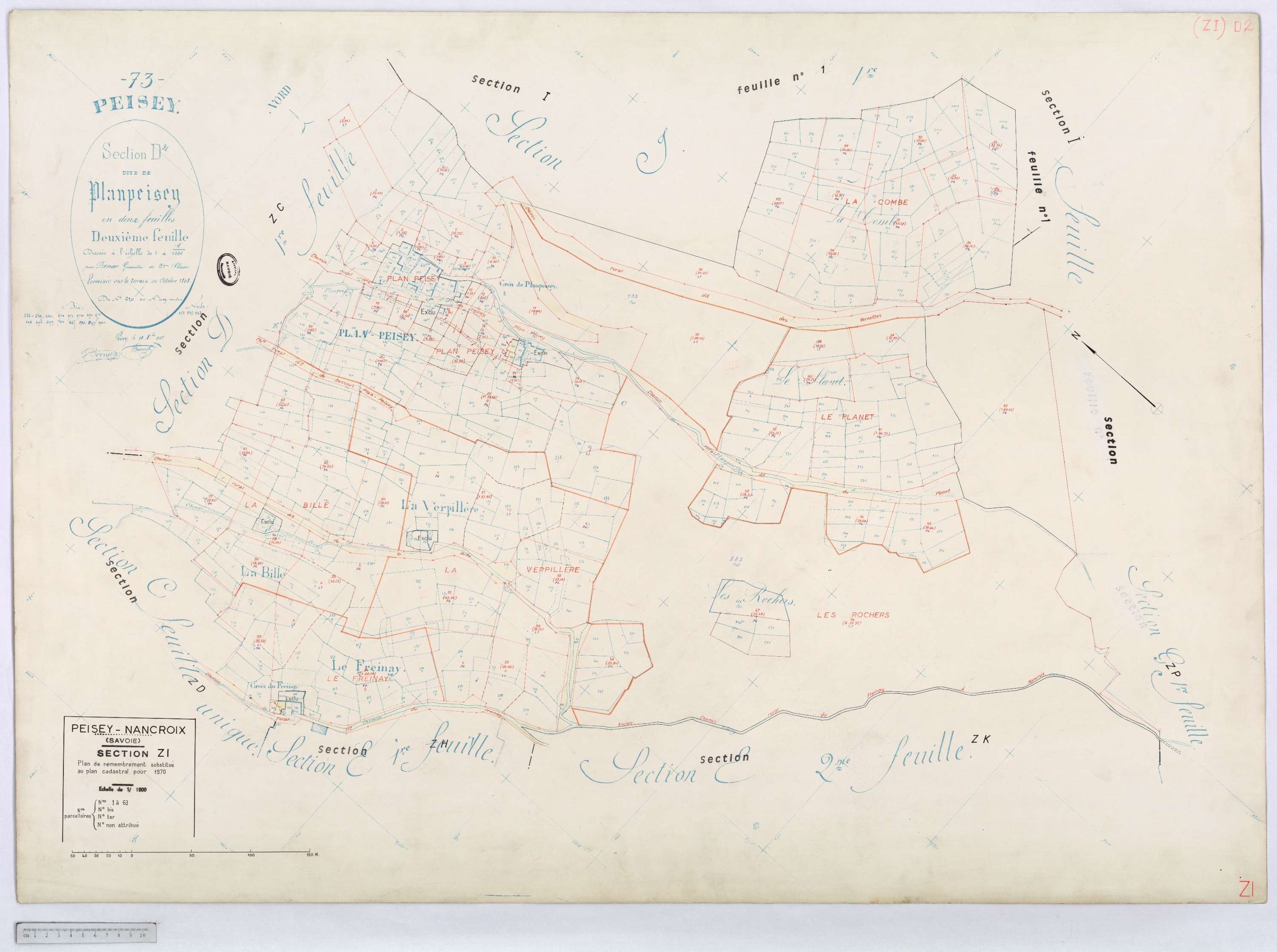 Peisey-Nancroix - Cadastre rénové (1966) et remembré (1970).