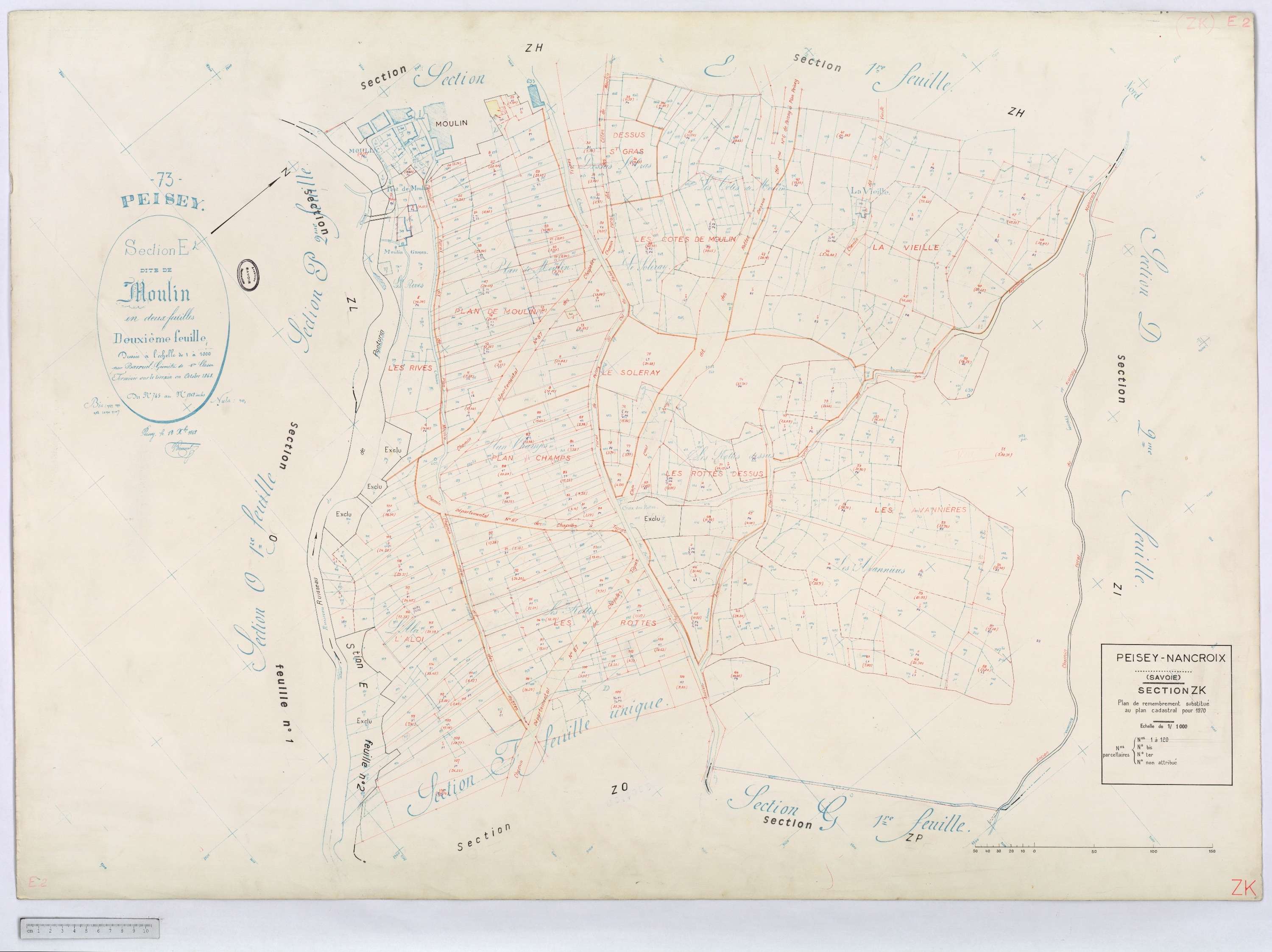 Peisey-Nancroix - Cadastre rénové (1966) et remembré (1970).