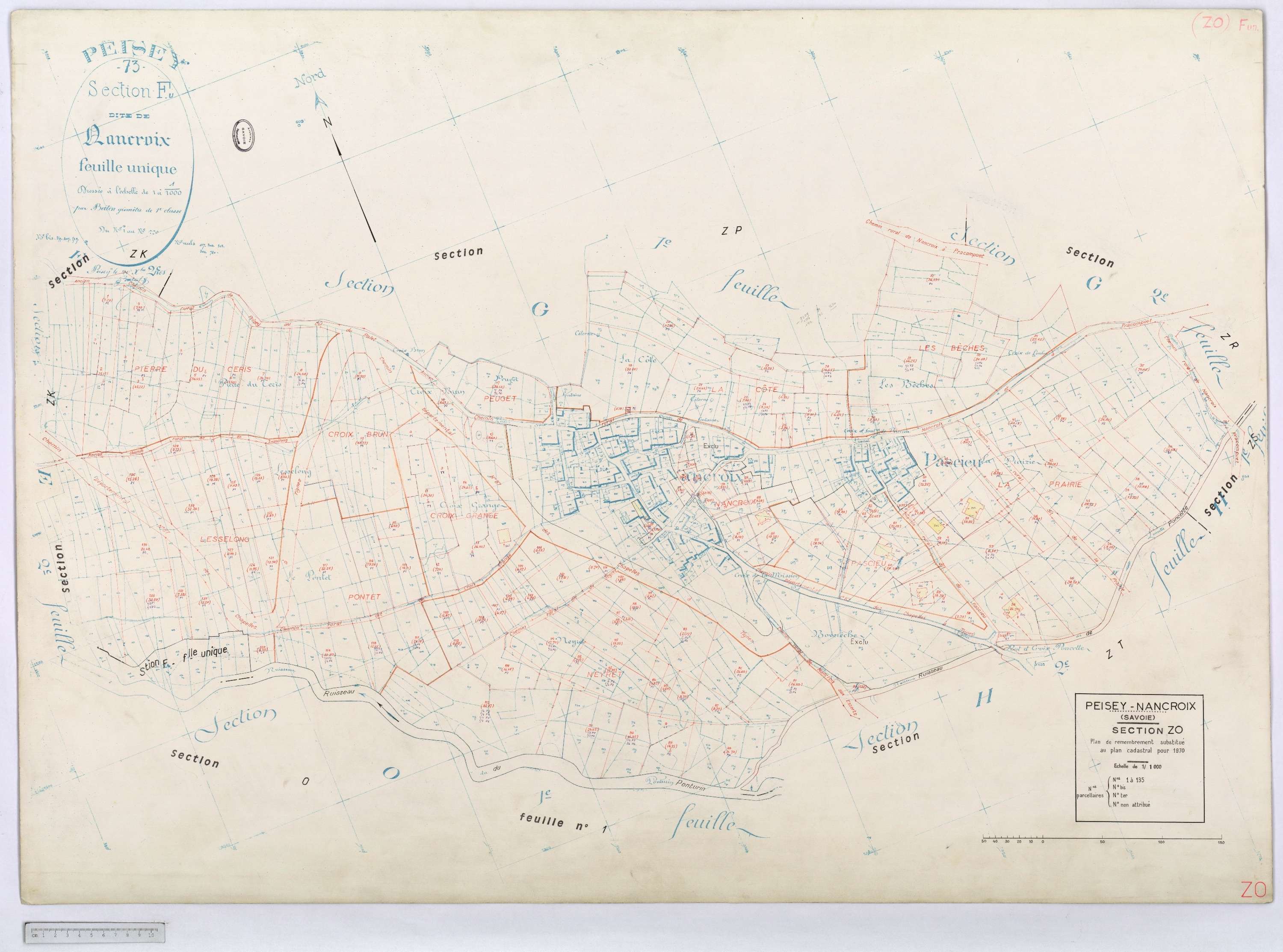 Peisey-Nancroix - Cadastre rénové (1966) et remembré (1970).