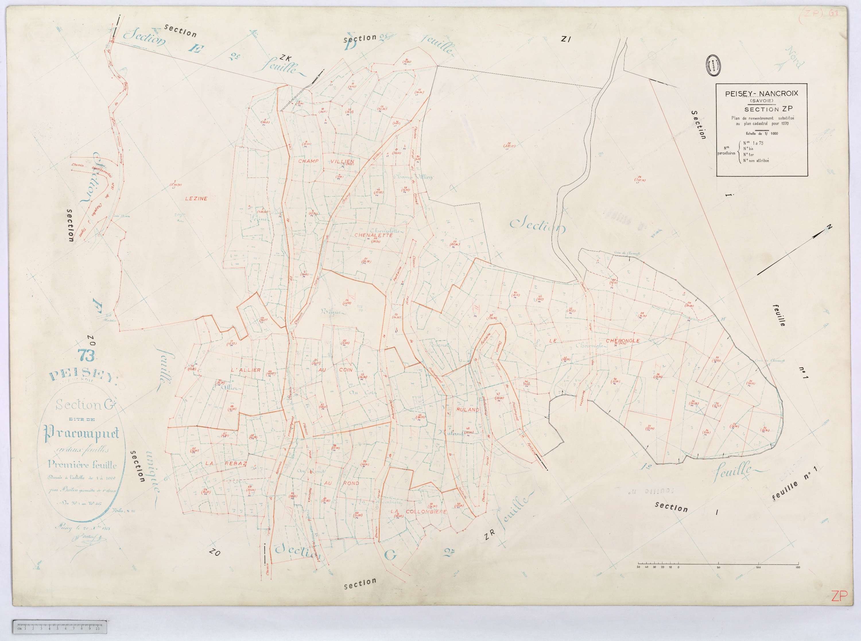Peisey-Nancroix - Cadastre rénové (1966) et remembré (1970).