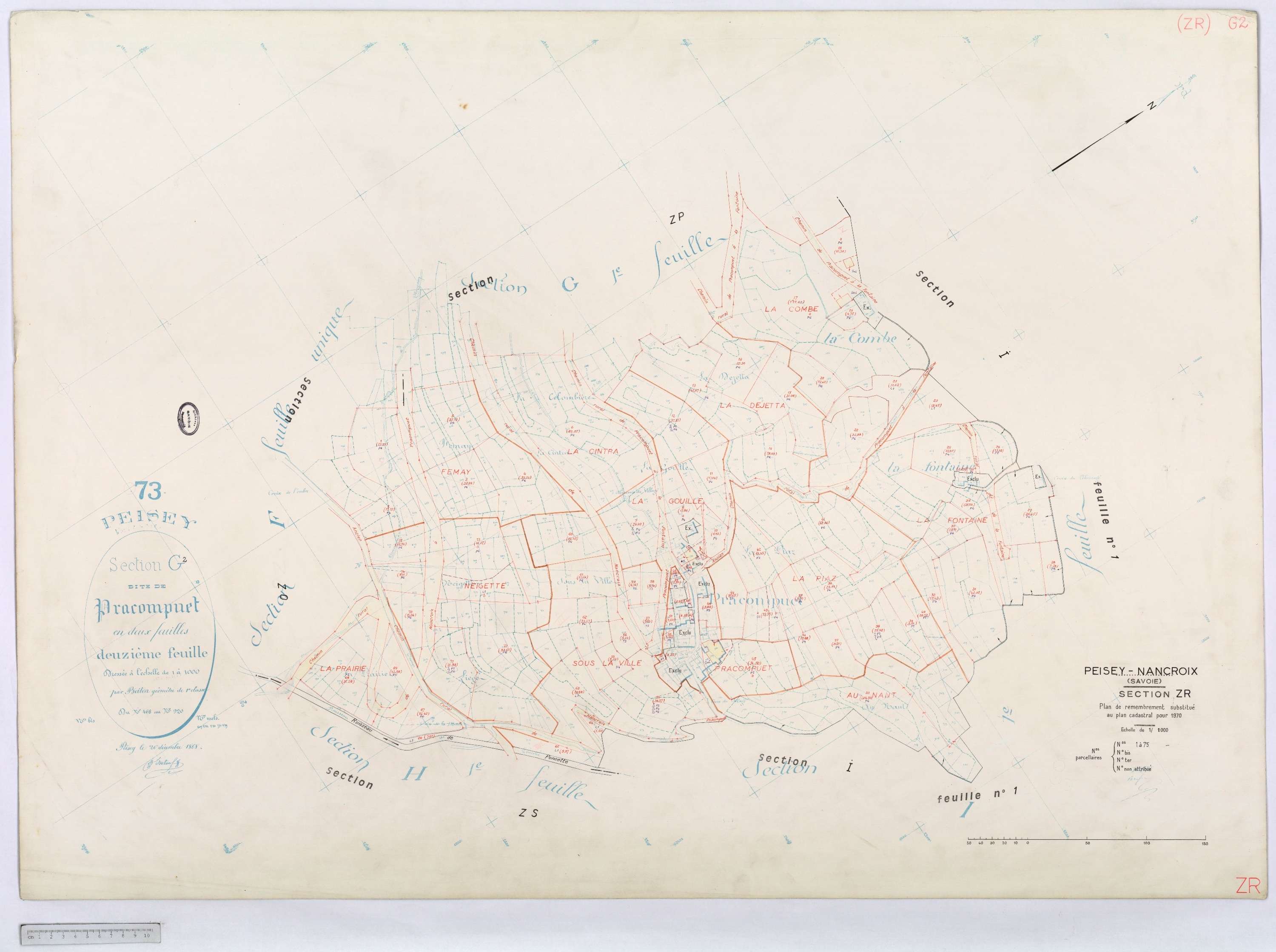 Peisey-Nancroix - Cadastre rénové (1966) et remembré (1970).