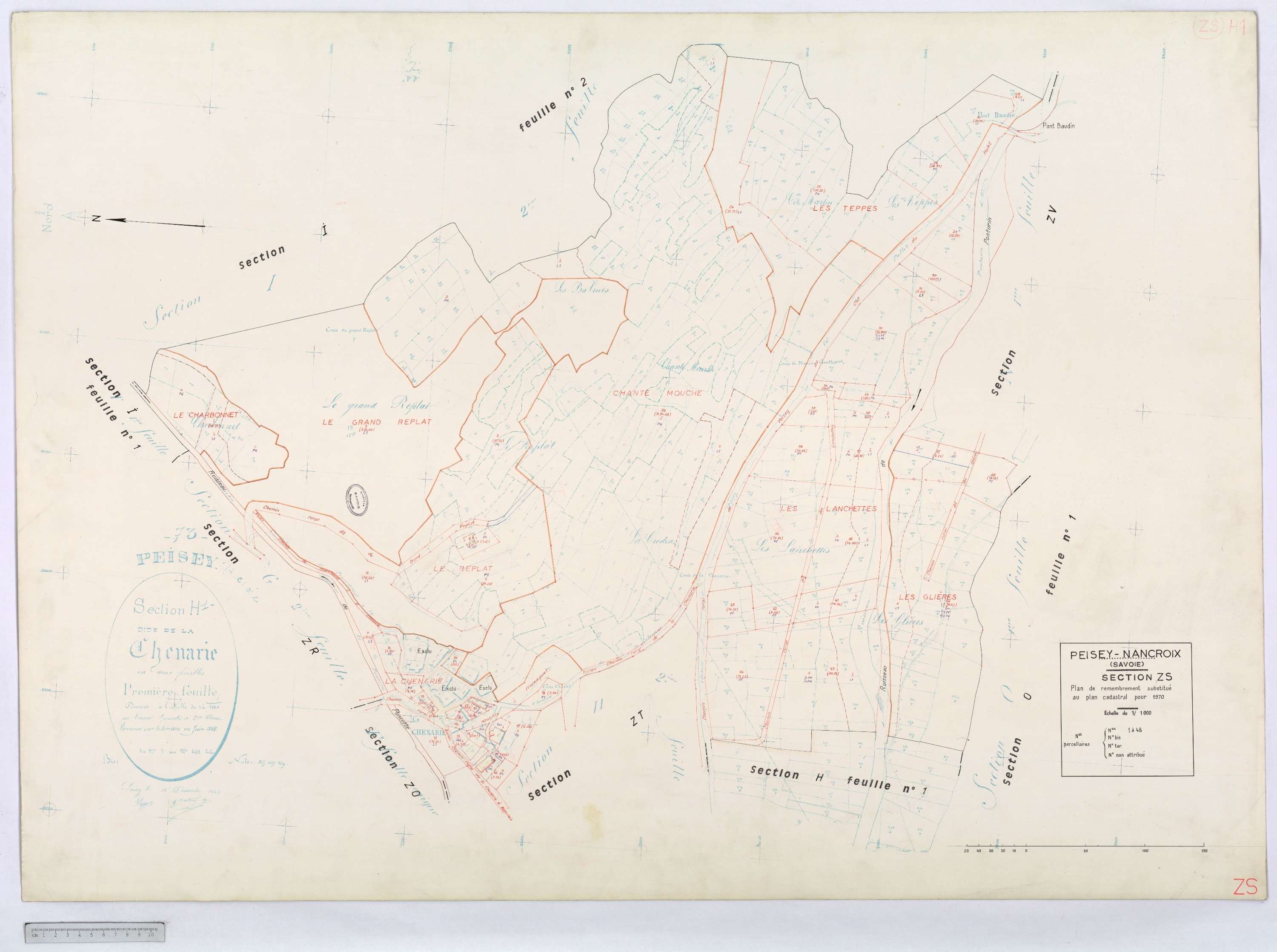 Peisey-Nancroix - Cadastre rénové (1966) et remembré (1970).