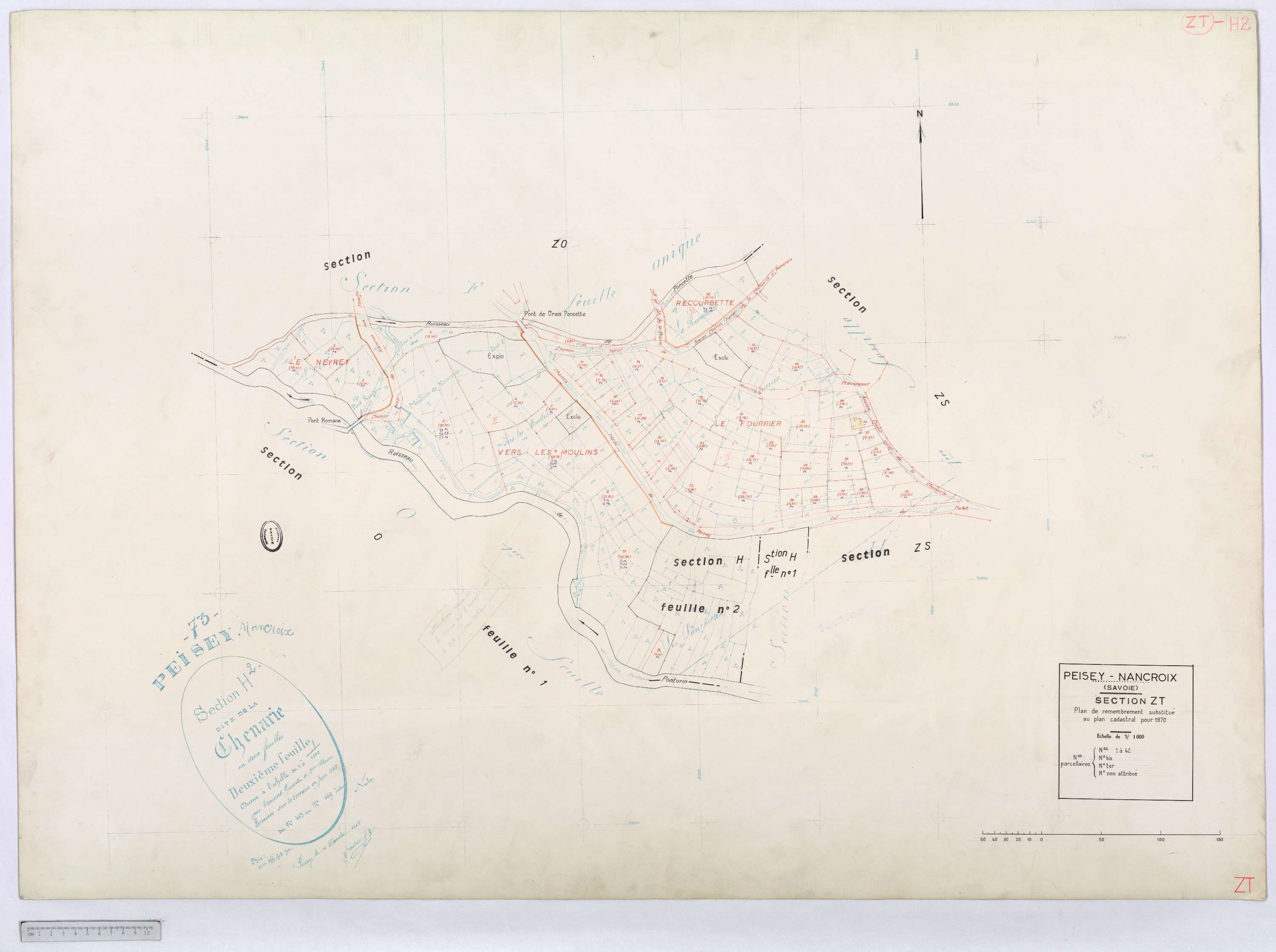 Peisey-Nancroix - Cadastre rénové (1966) et remembré (1970).