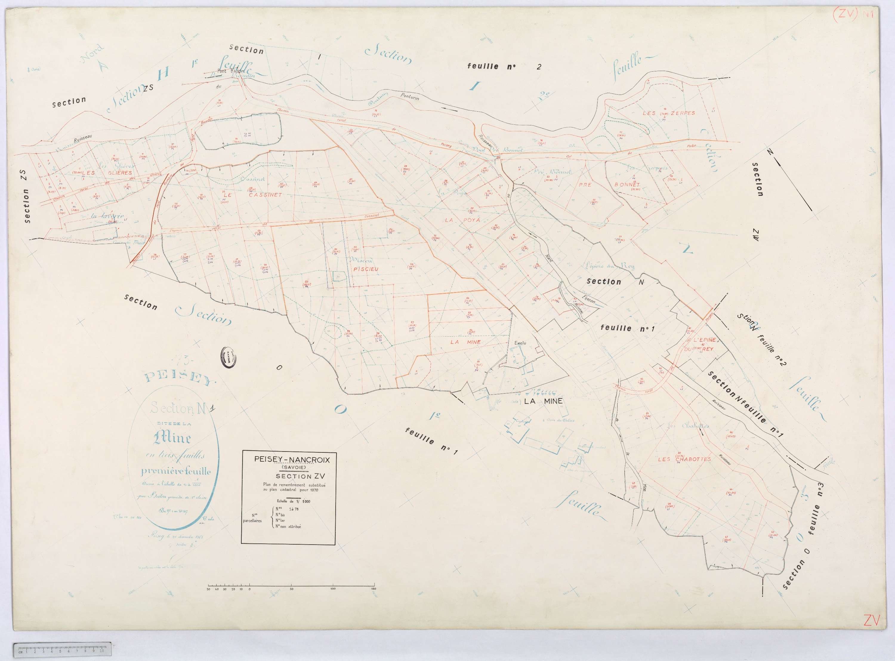 Peisey-Nancroix - Cadastre rénové (1966) et remembré (1970).